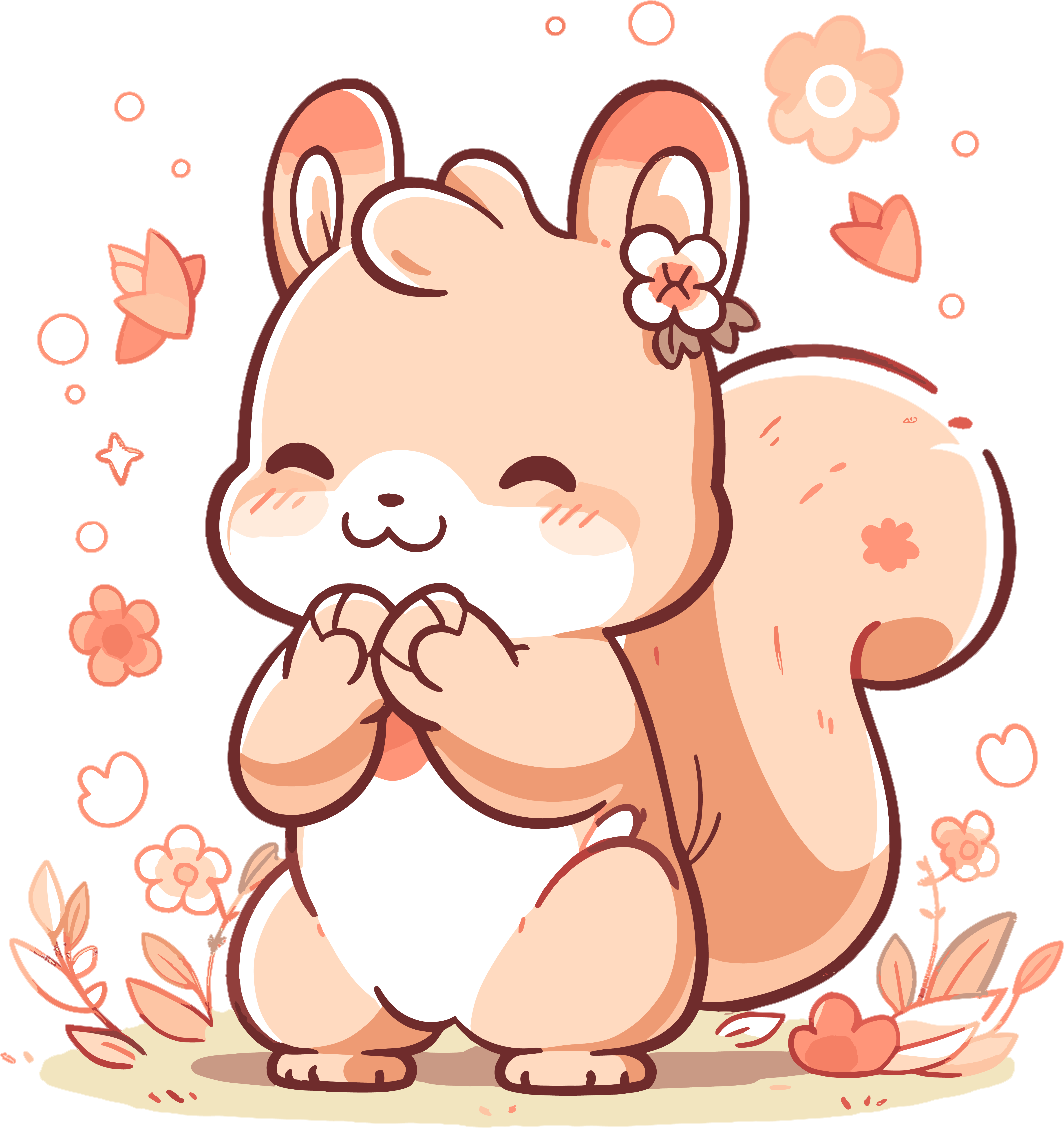Cute hand-drawn cartoon squirrel material