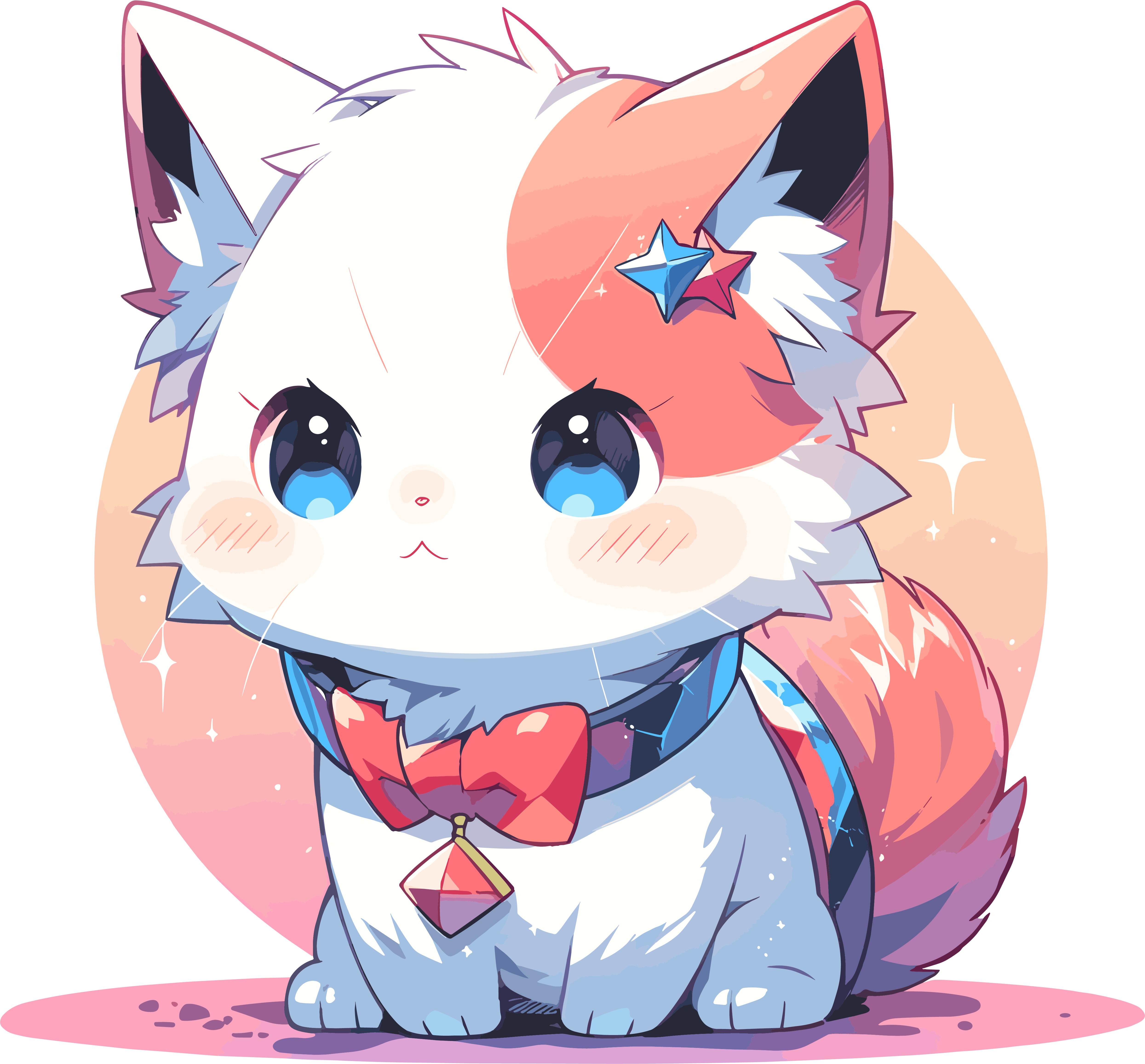 Cartoon cat transparent background material