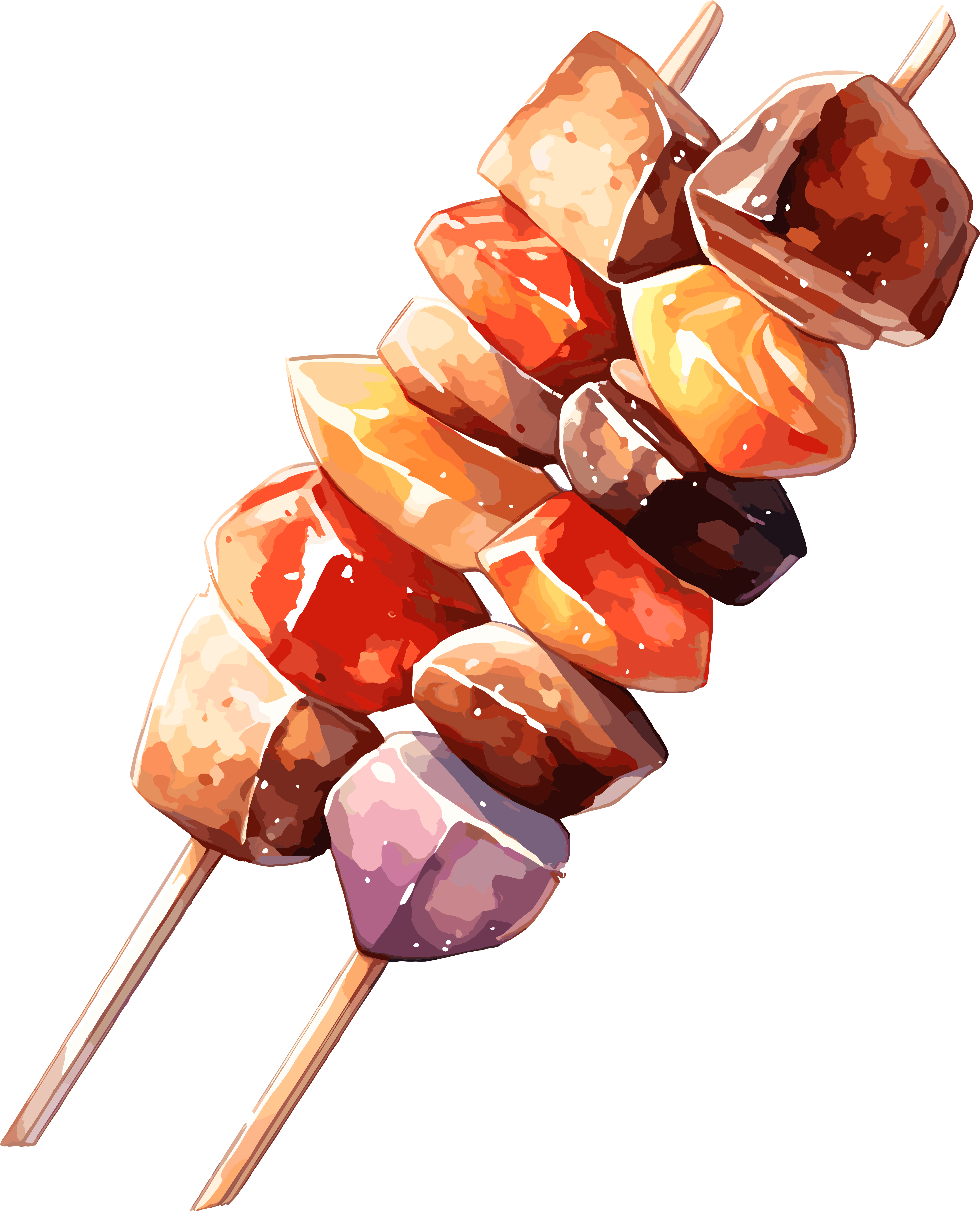 Grilled Skewers Watercolor Style Illustration