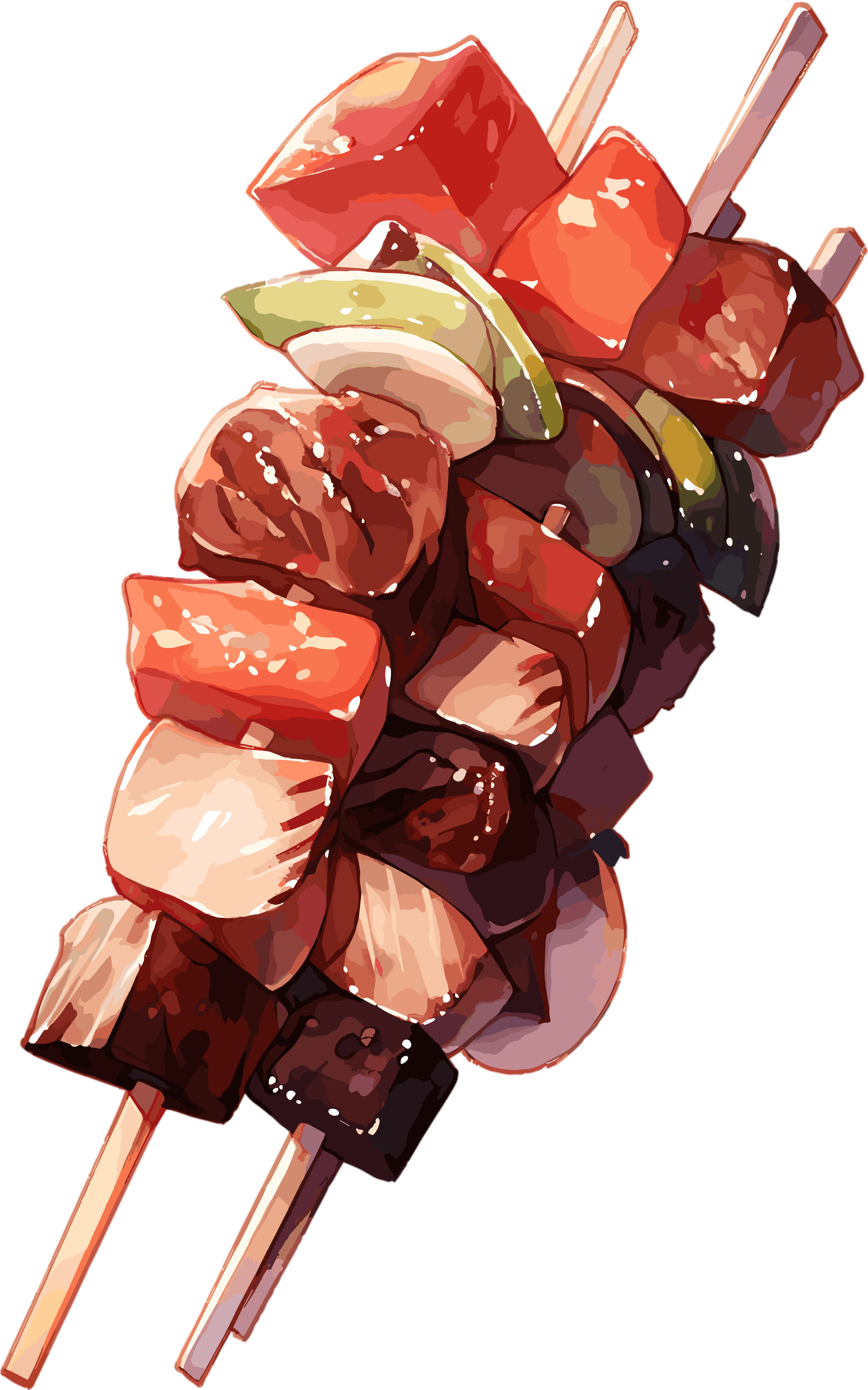 Grilled Skewers Watercolor Illustration