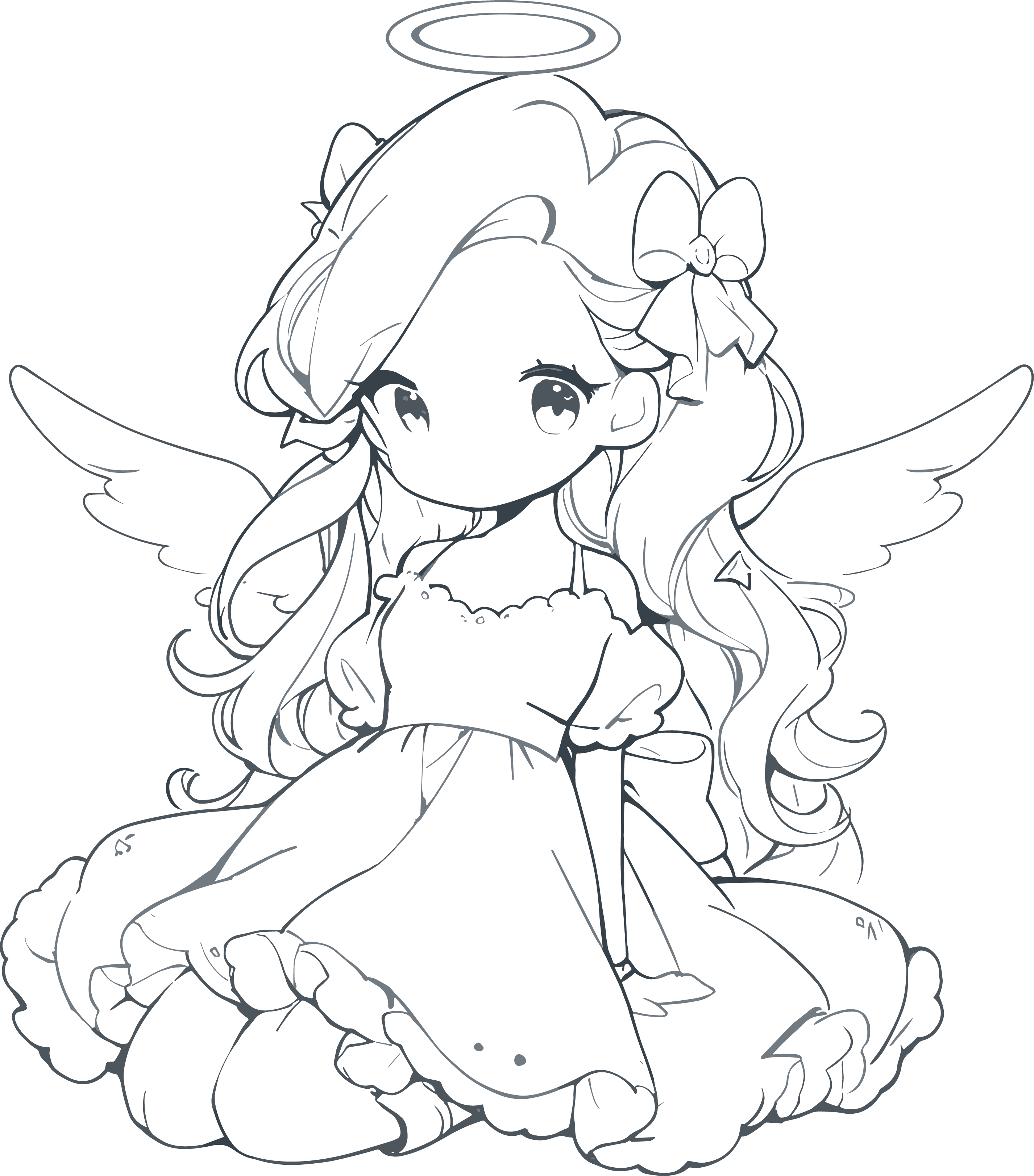Angel in White Simple Drawing