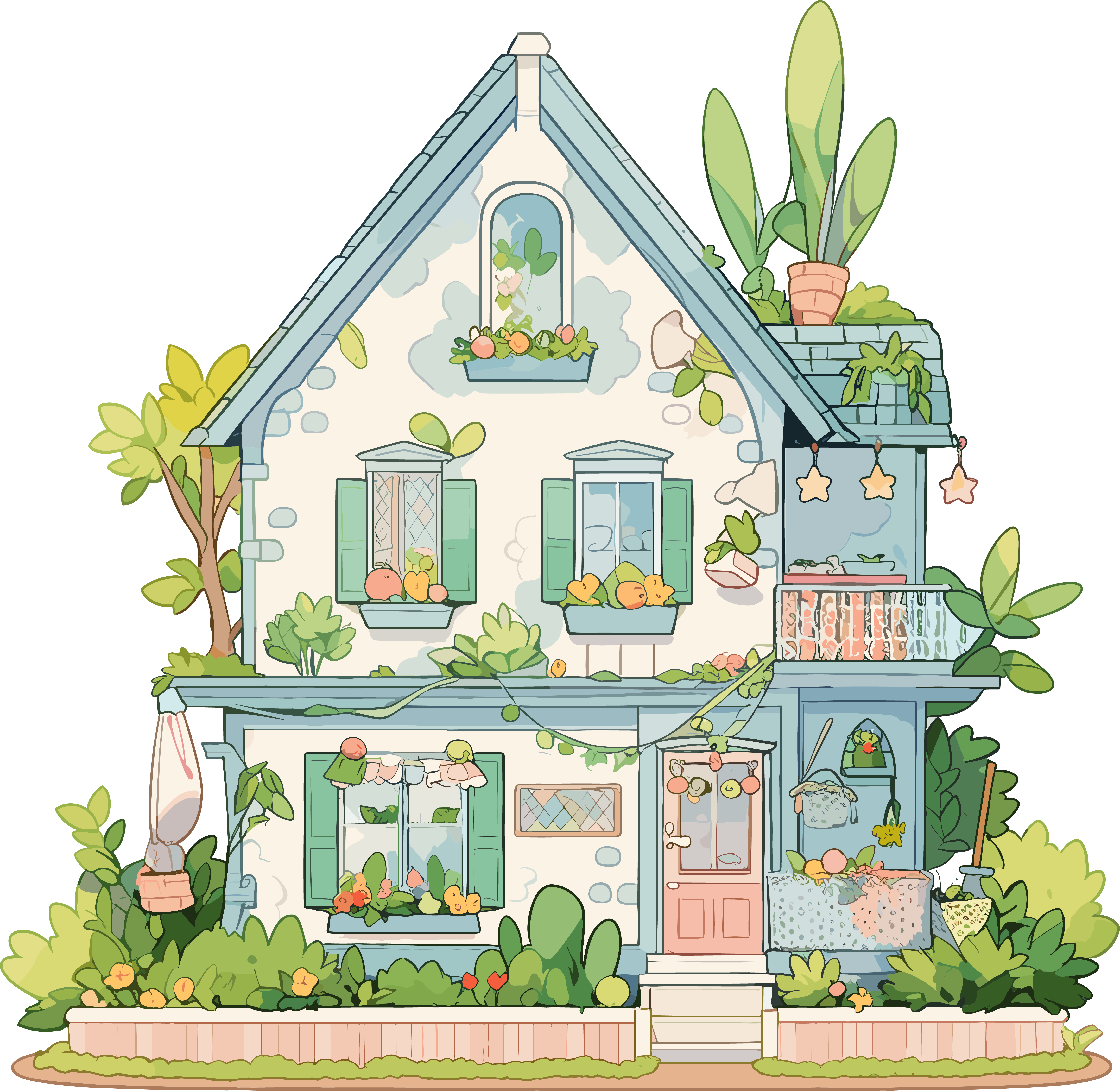 Cute little house illustration design