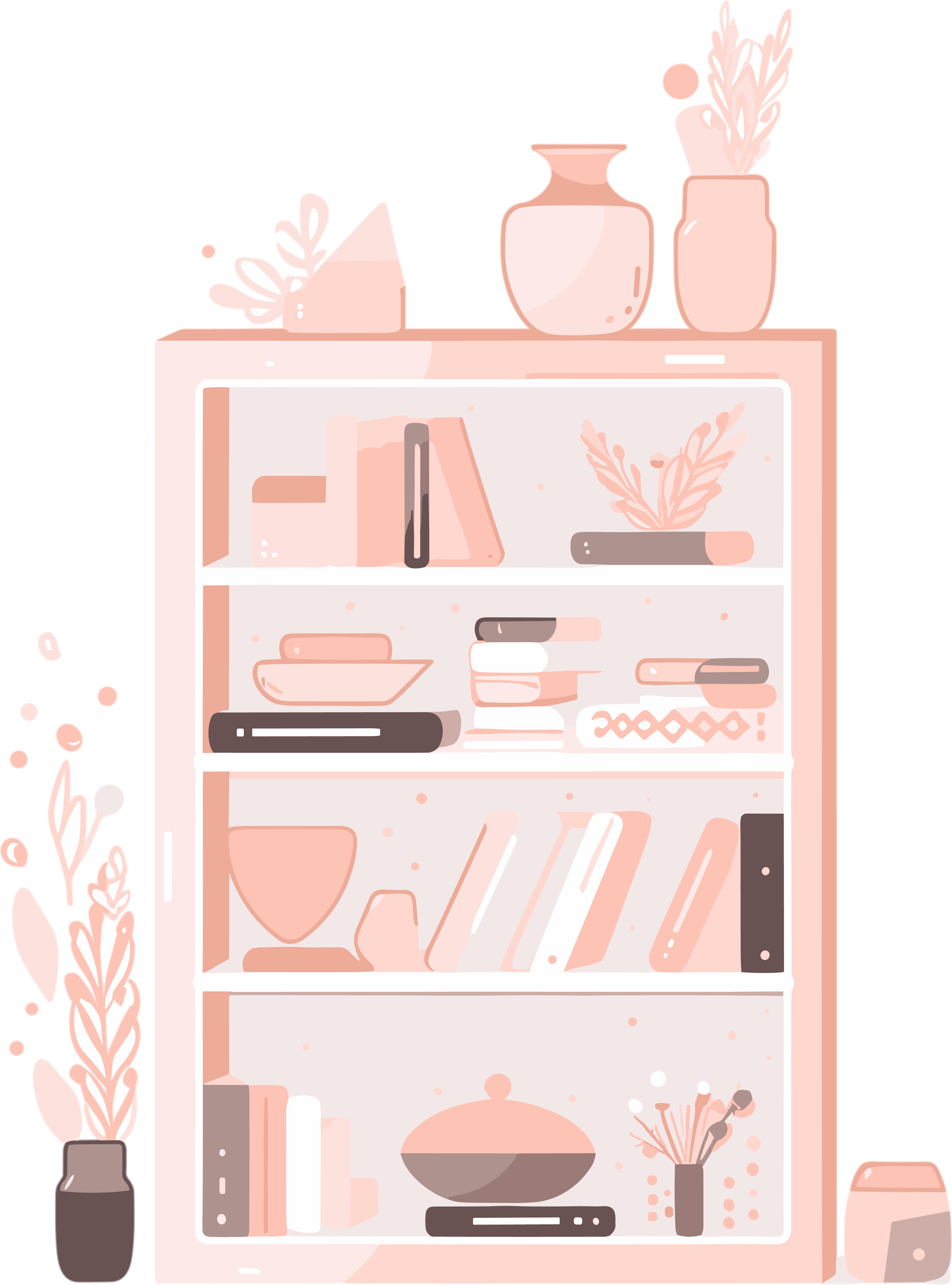 Cute bookshelf illustration design element