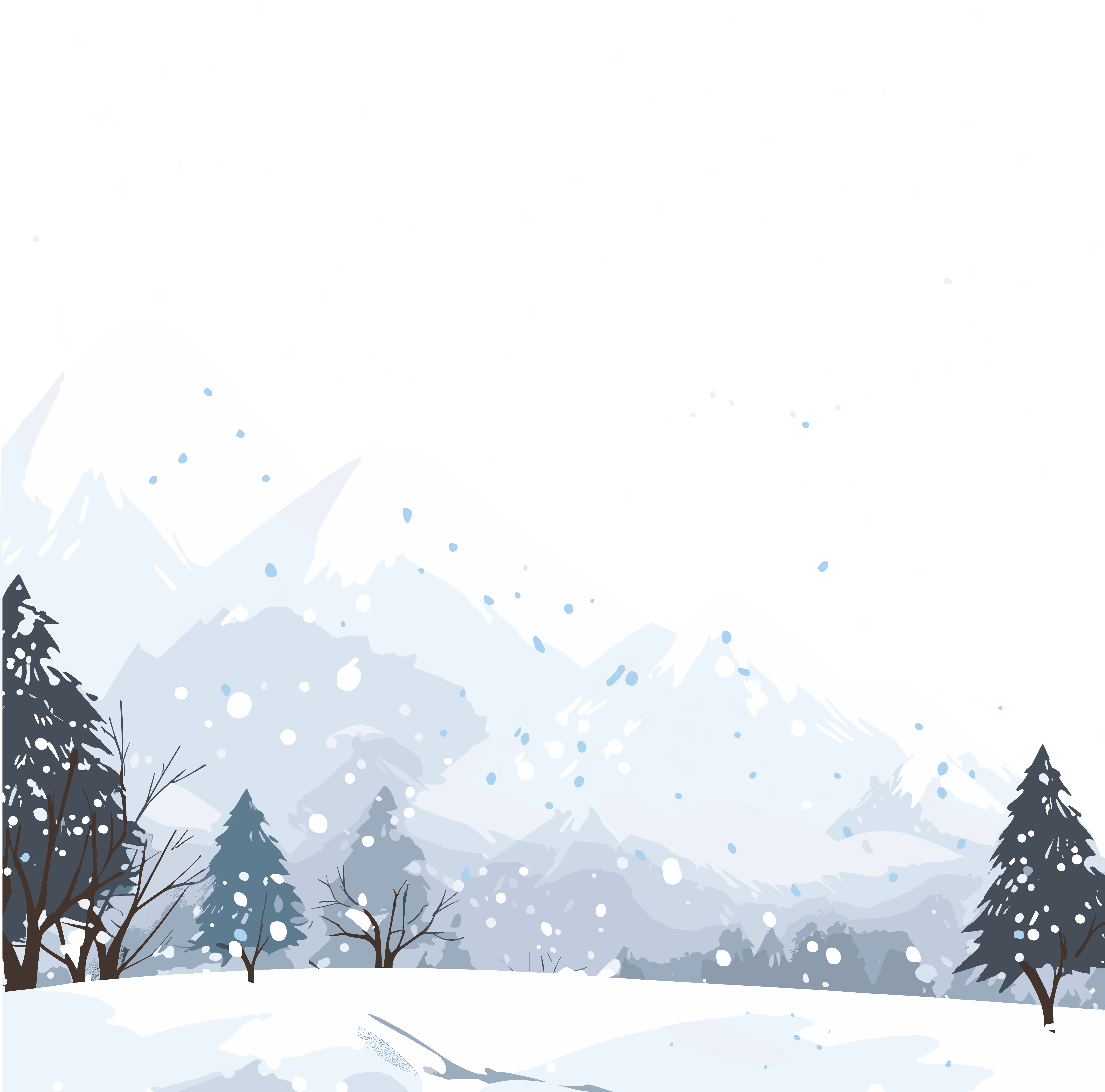 Snow scene hand-painted ice and snow elements