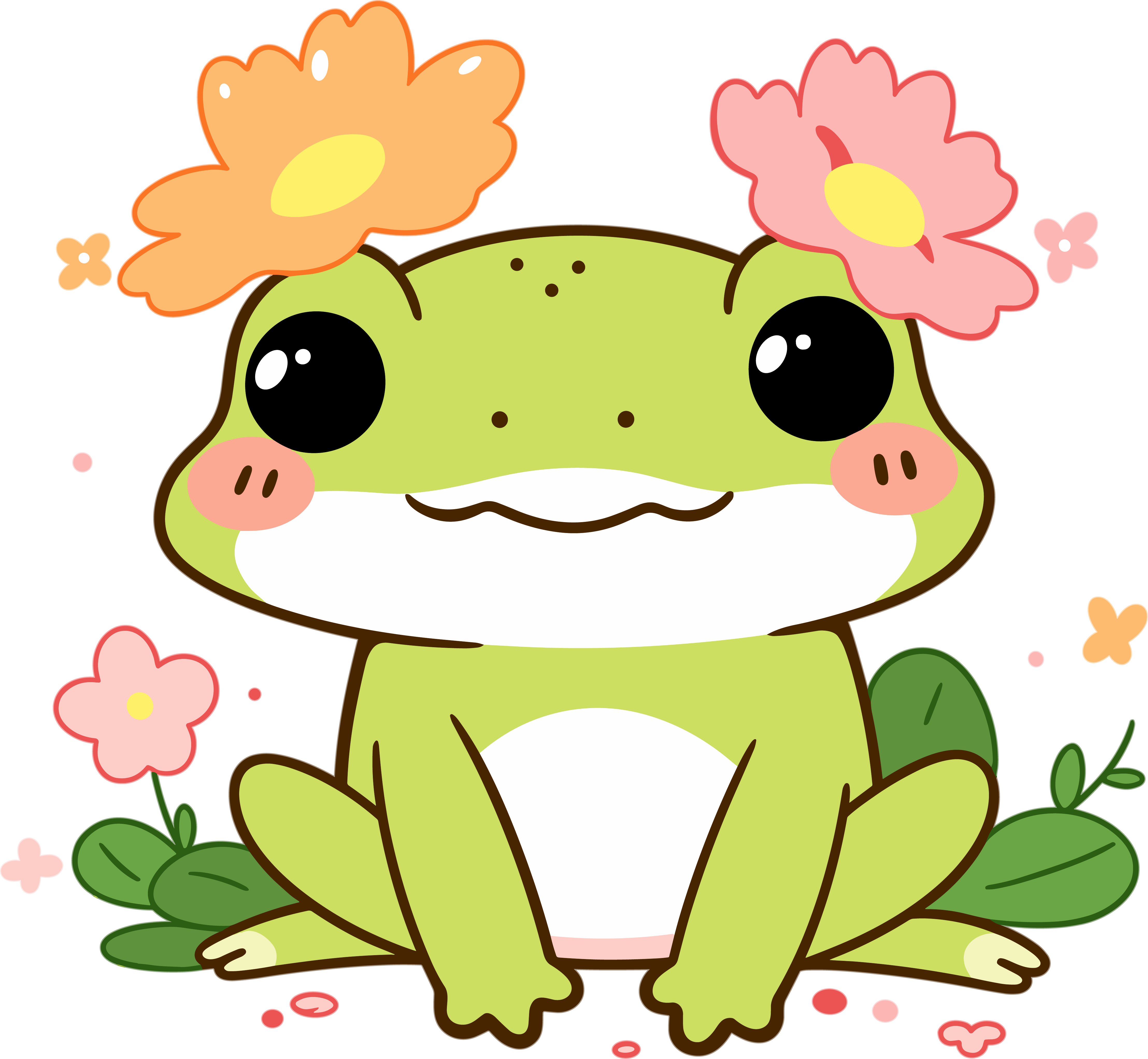 Cute hand-drawn frog material