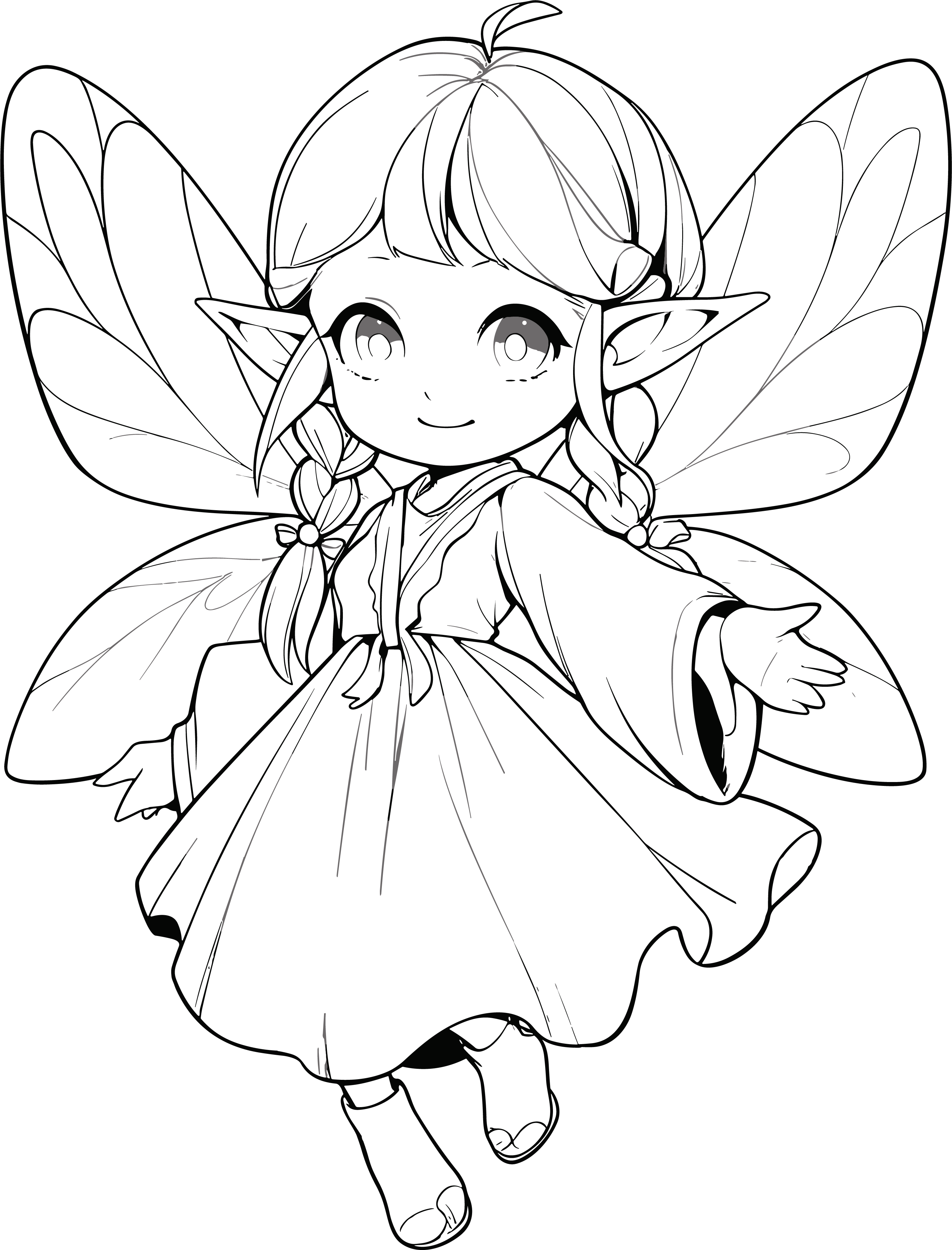 Fairy girl heart simple drawing