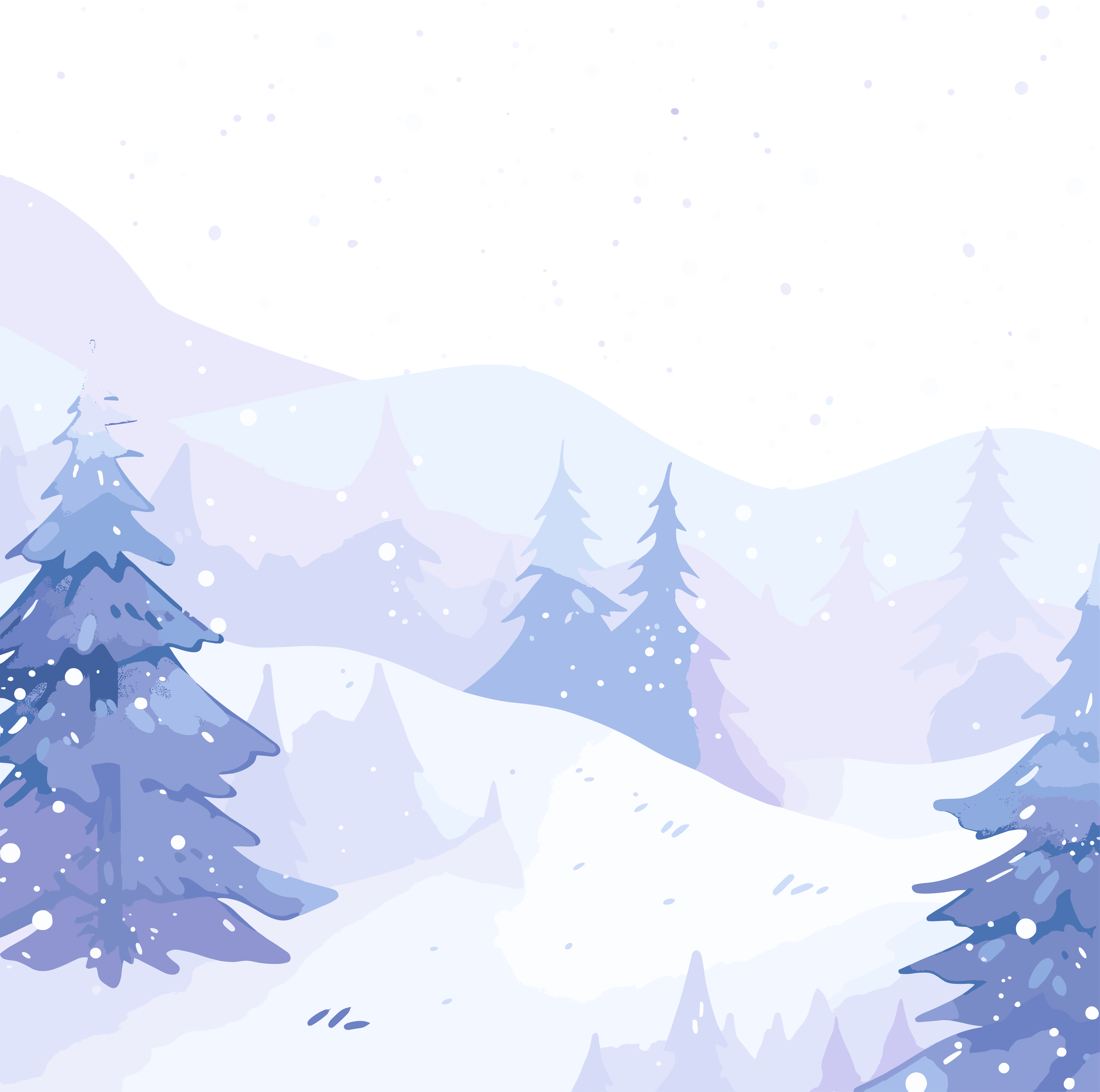 Snow scene transparent background material