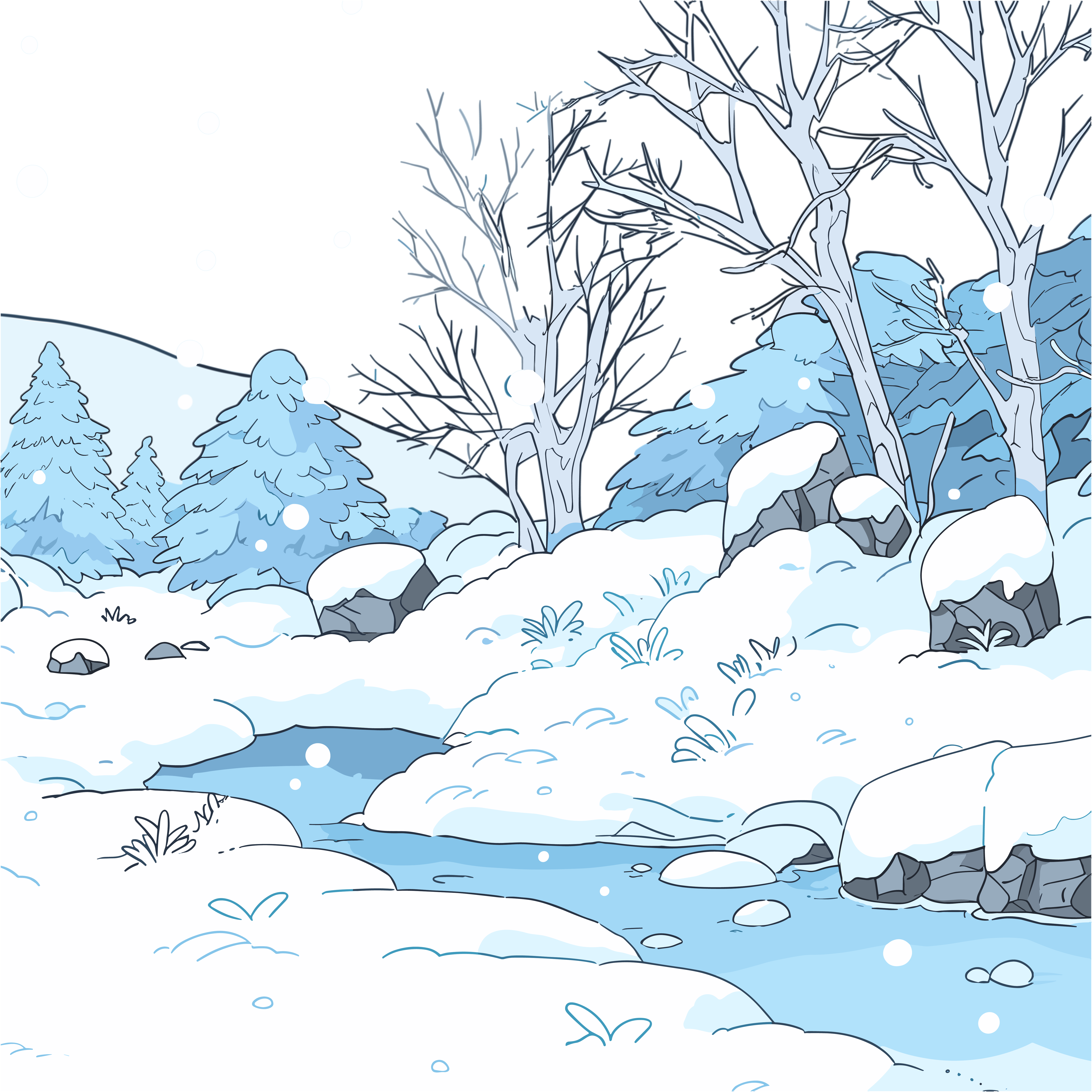 Snow Scene Commercial Illustration