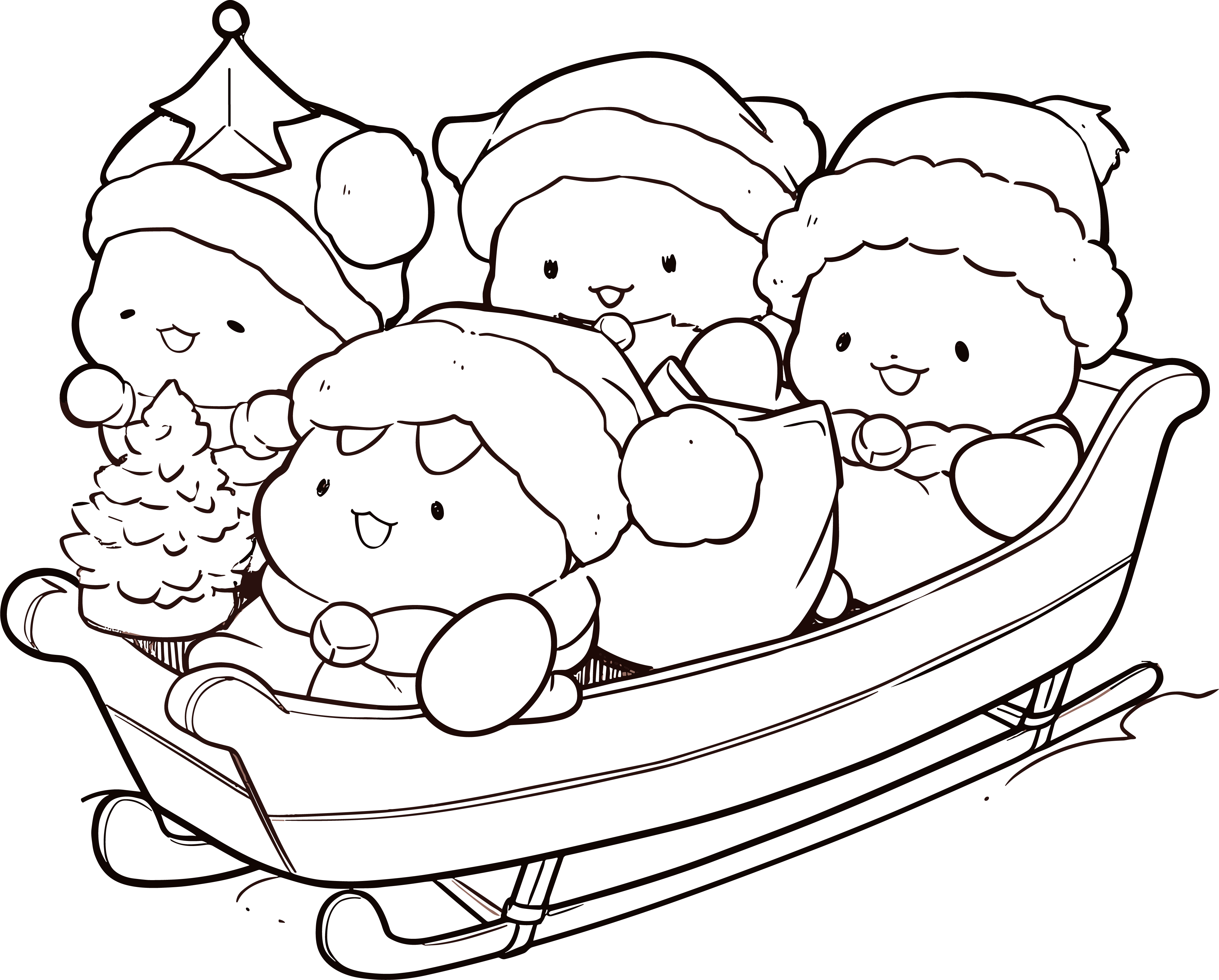 Cute cartoon in simple line drawing