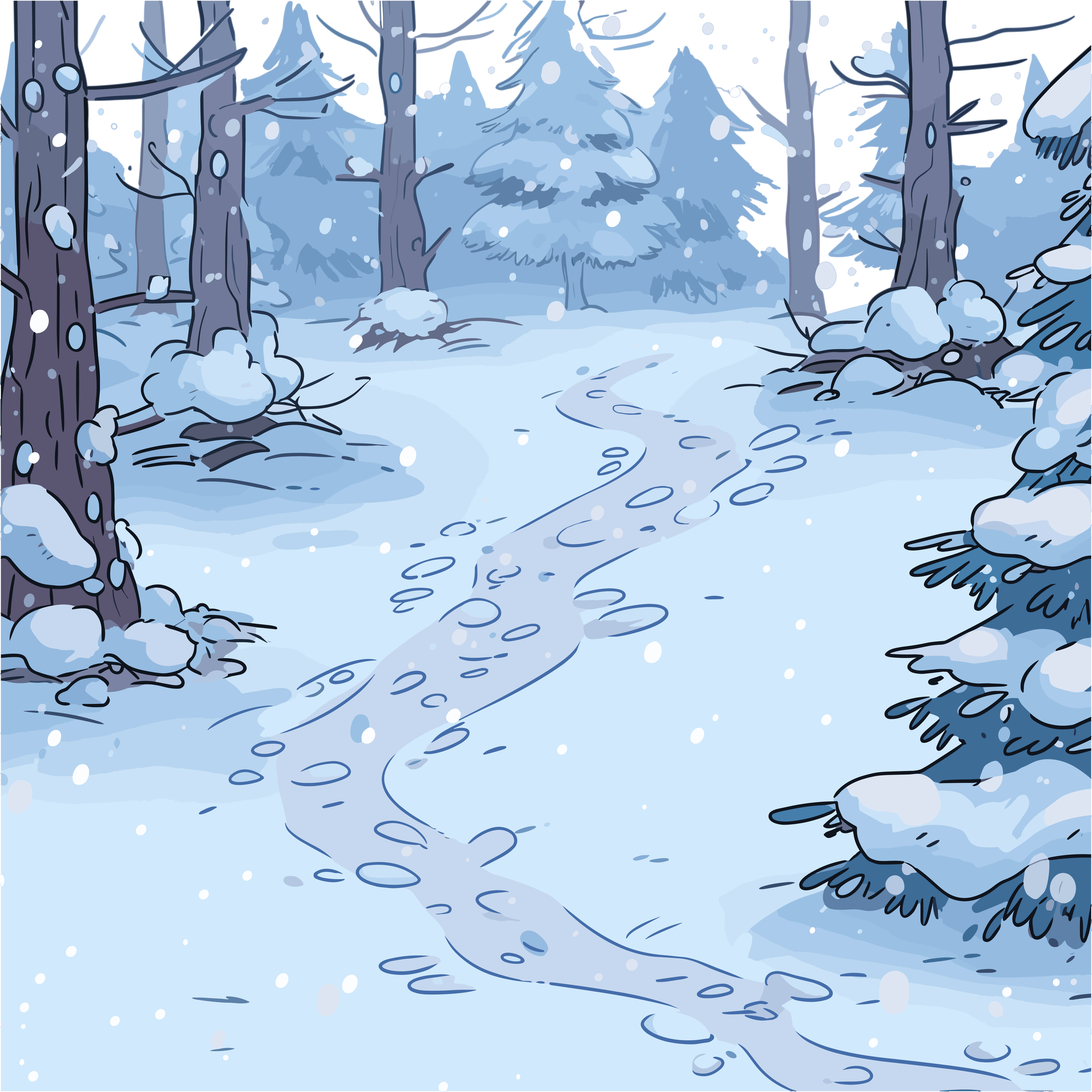 Snowy scene commercial use illustration