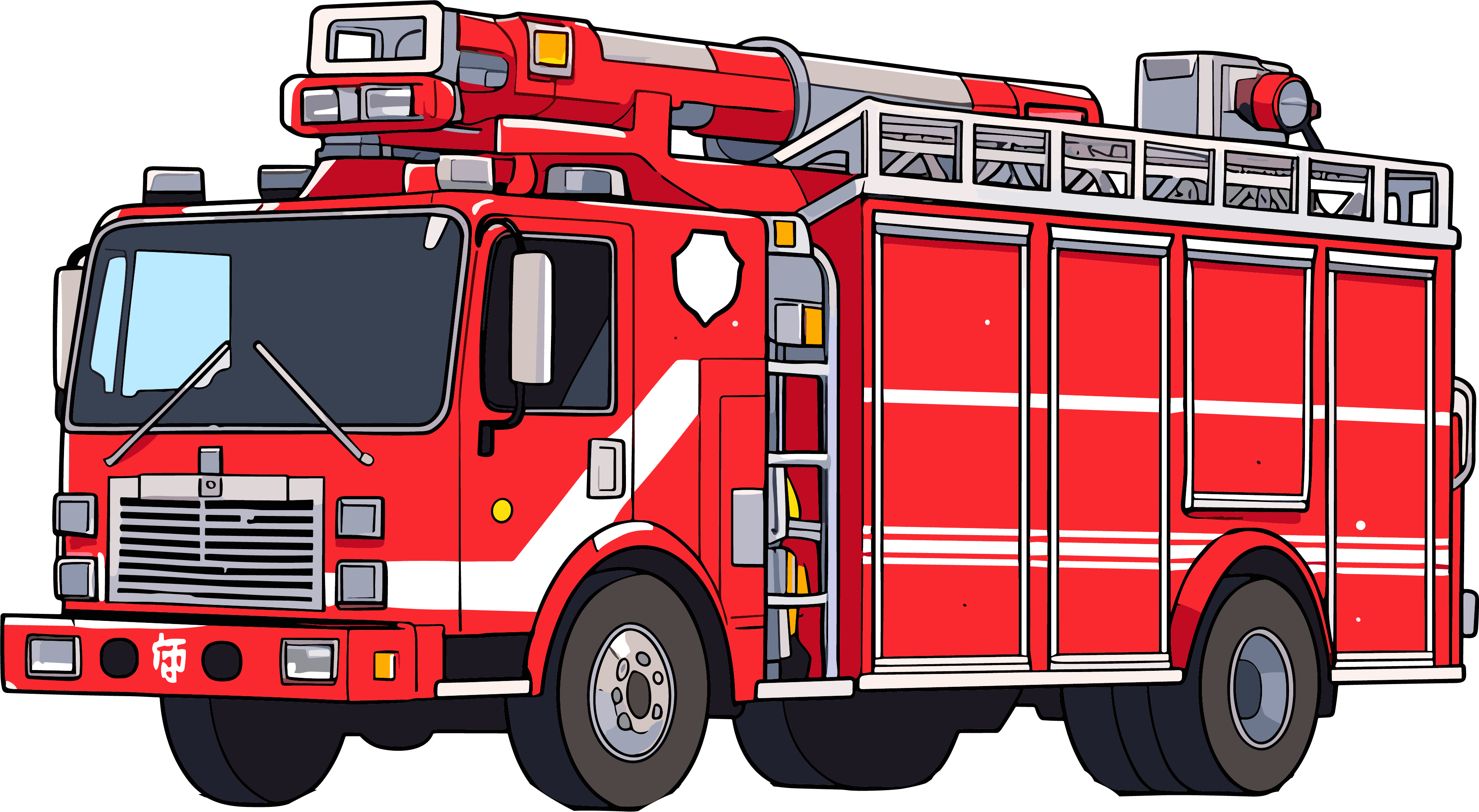 Fire truck cartoon elements