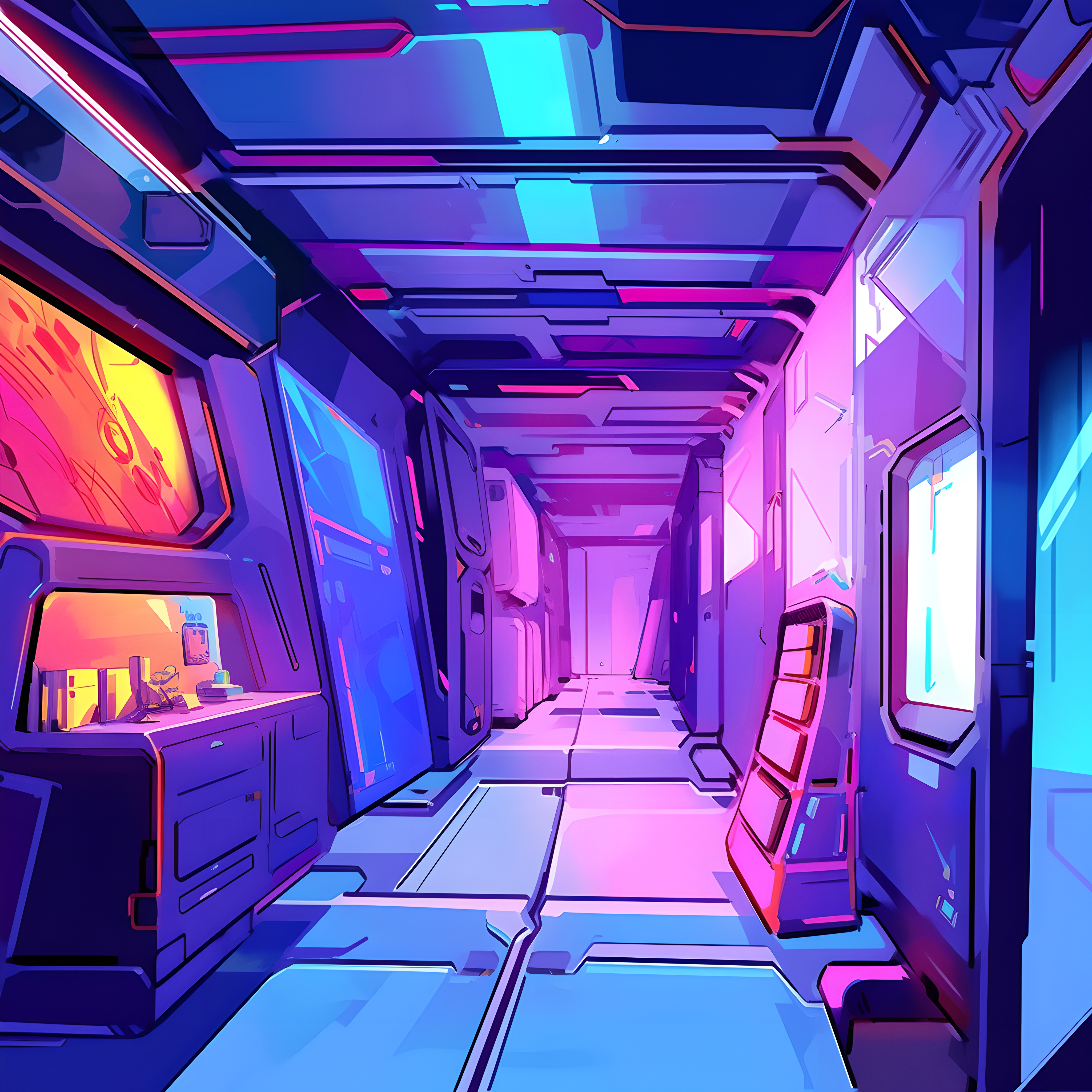 Simple illustration materials with a sci-fi background