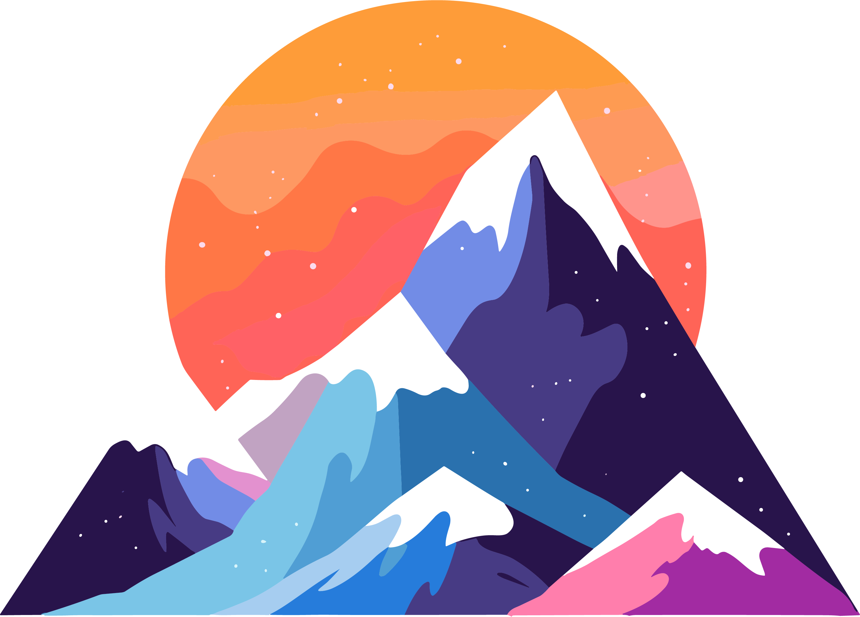 Mountain cartoon PNG graphic material