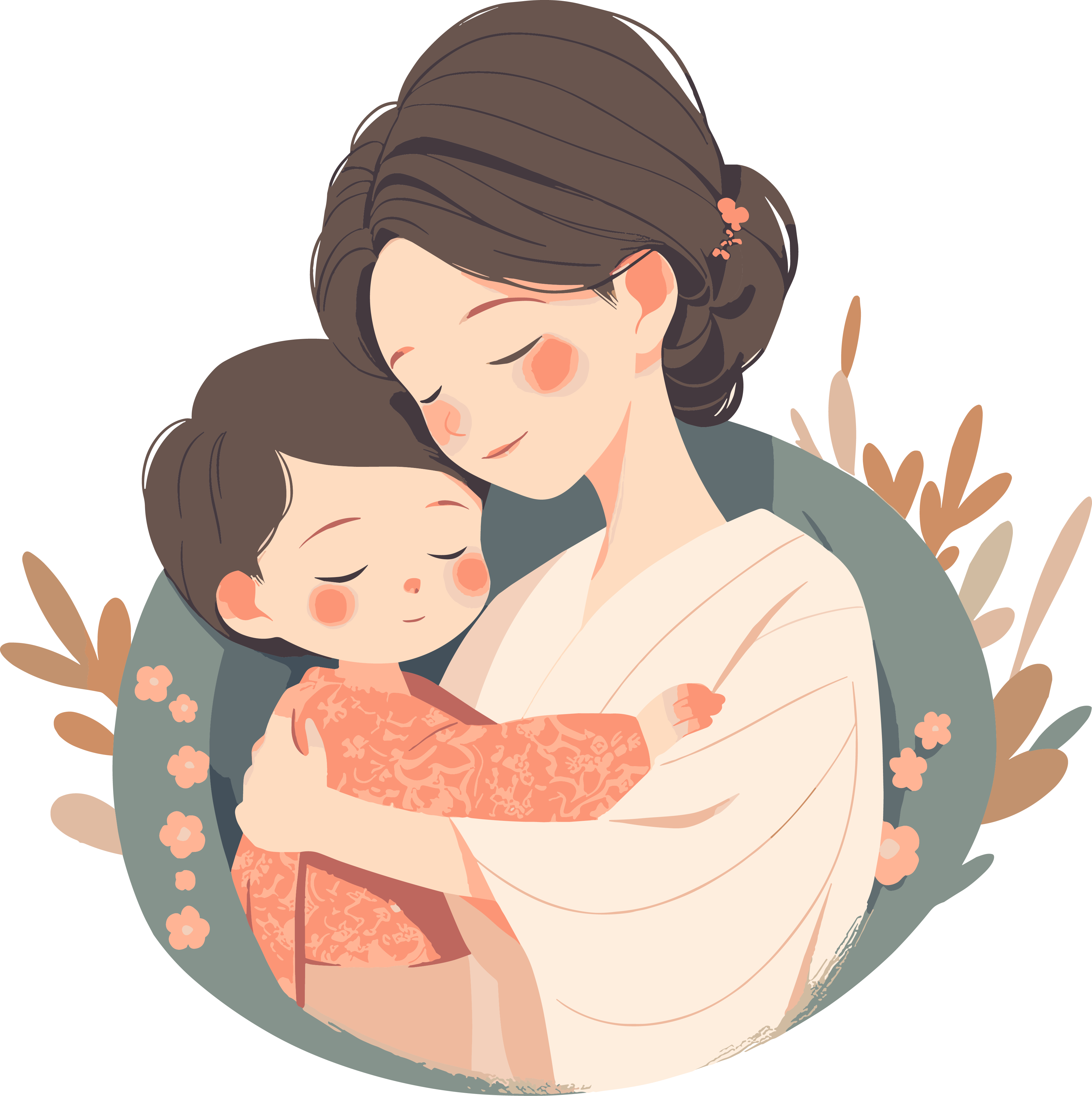Mother and Child Illustration Design