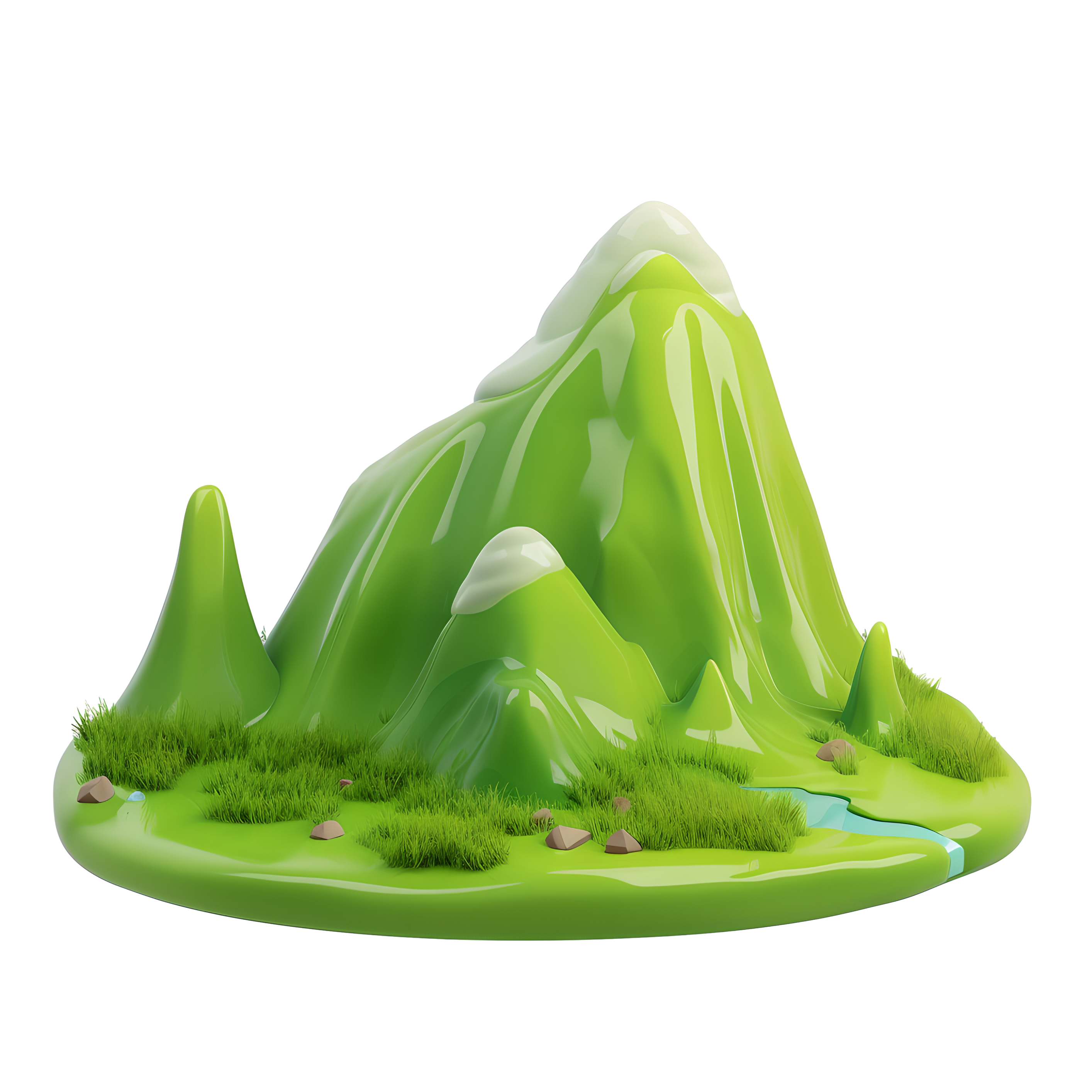 Mountain peak white background flat illustration