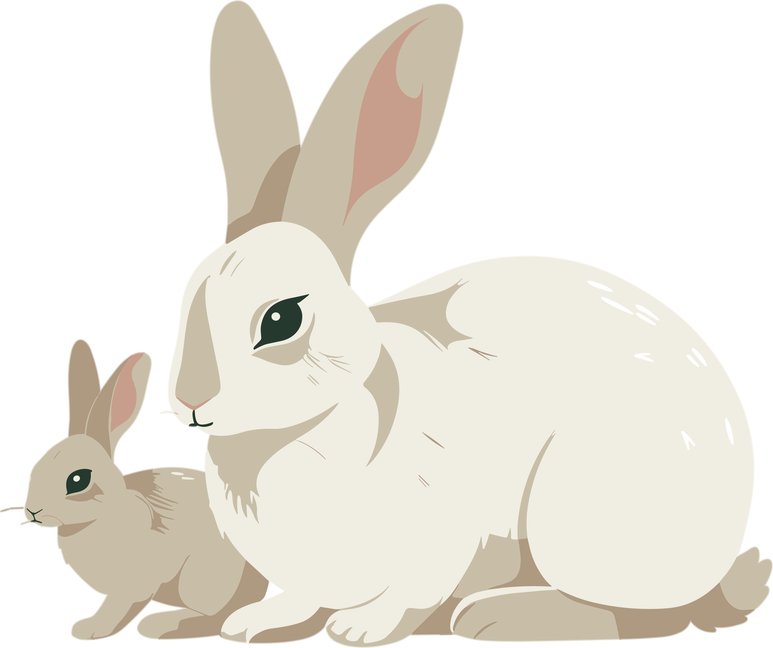 Rabbit Mom Cartoon Illustration Material