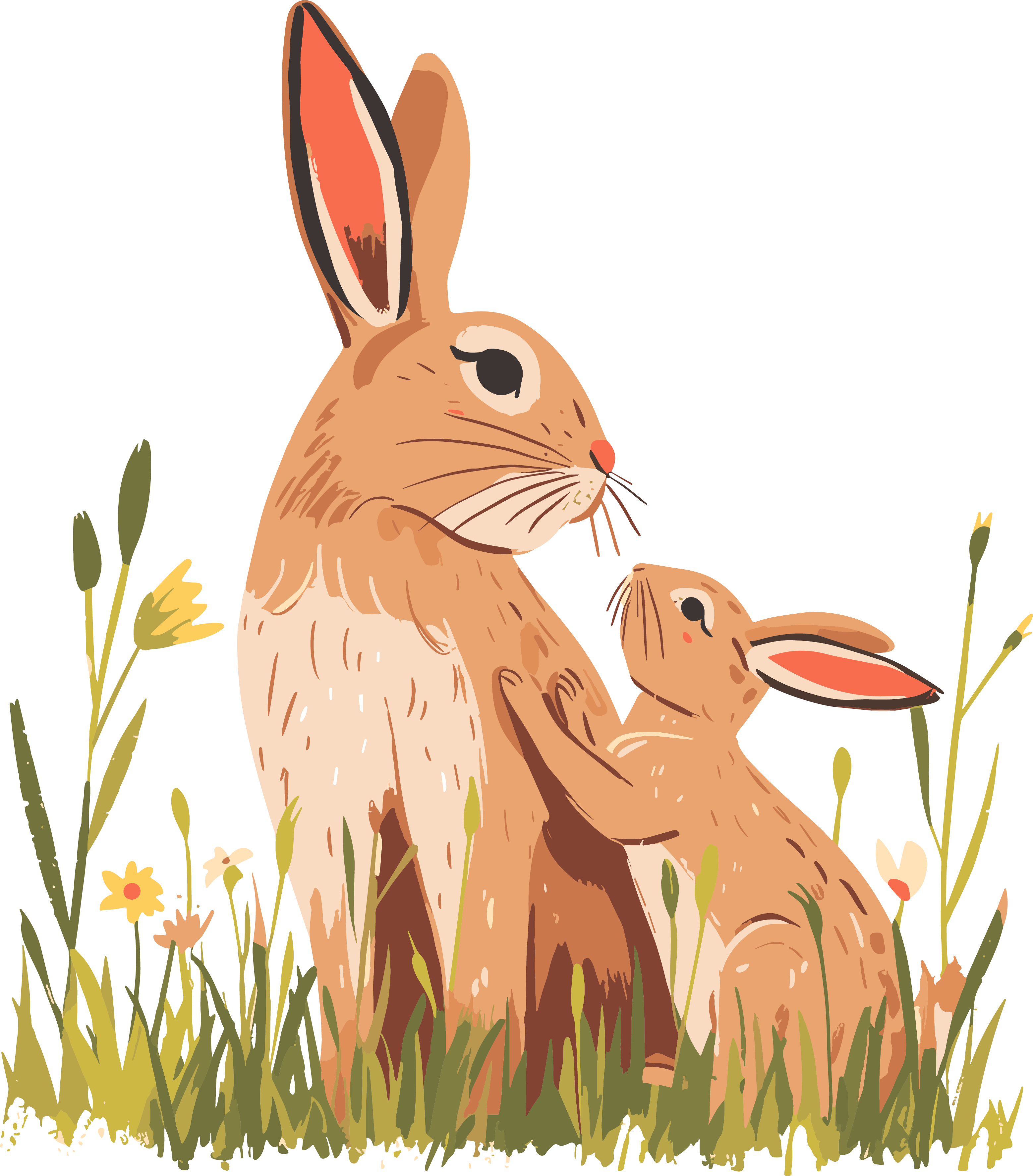 Rabbit Mom cartoon elements