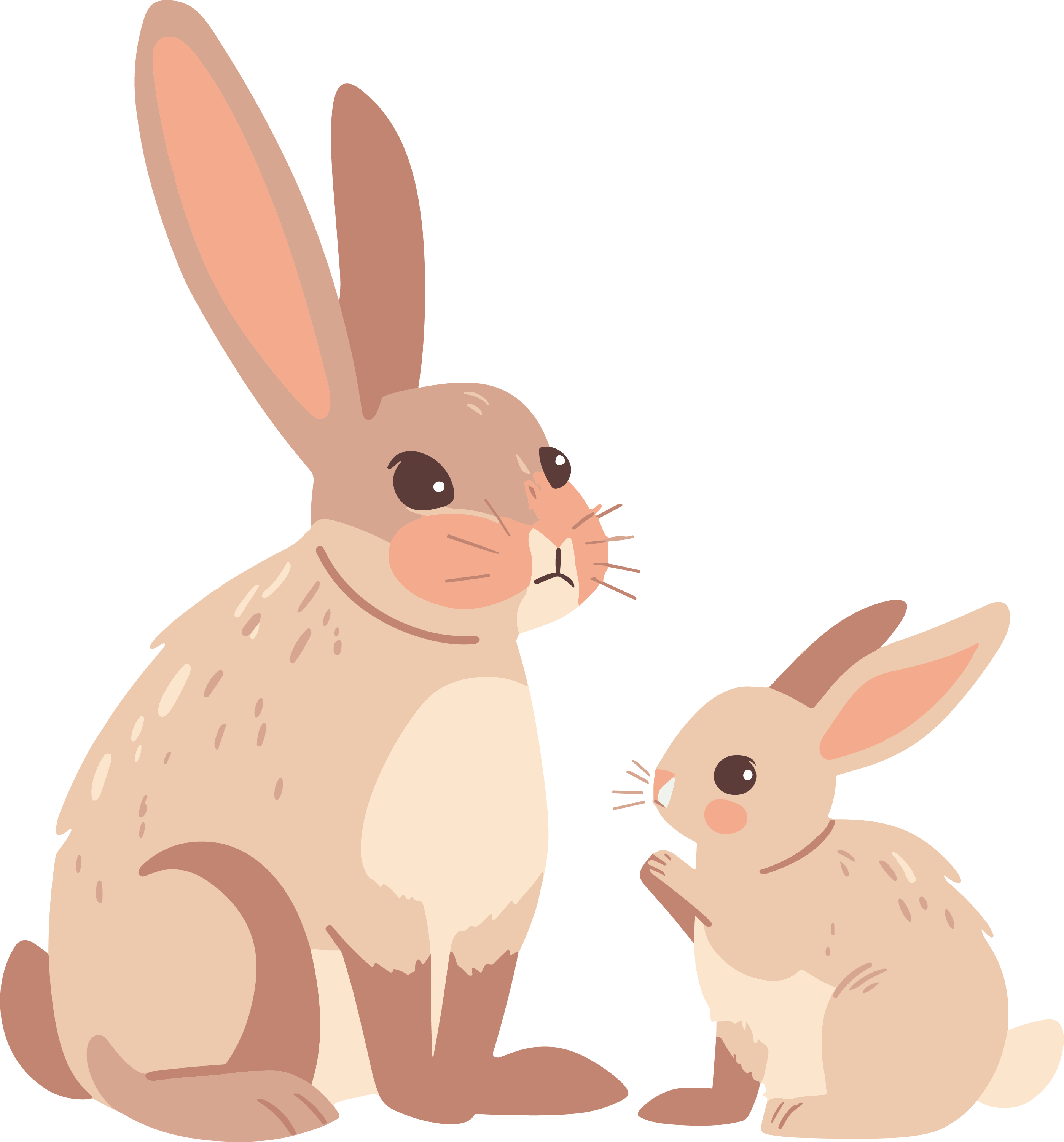 Rabbit Mom Cartoon Flat Illustration