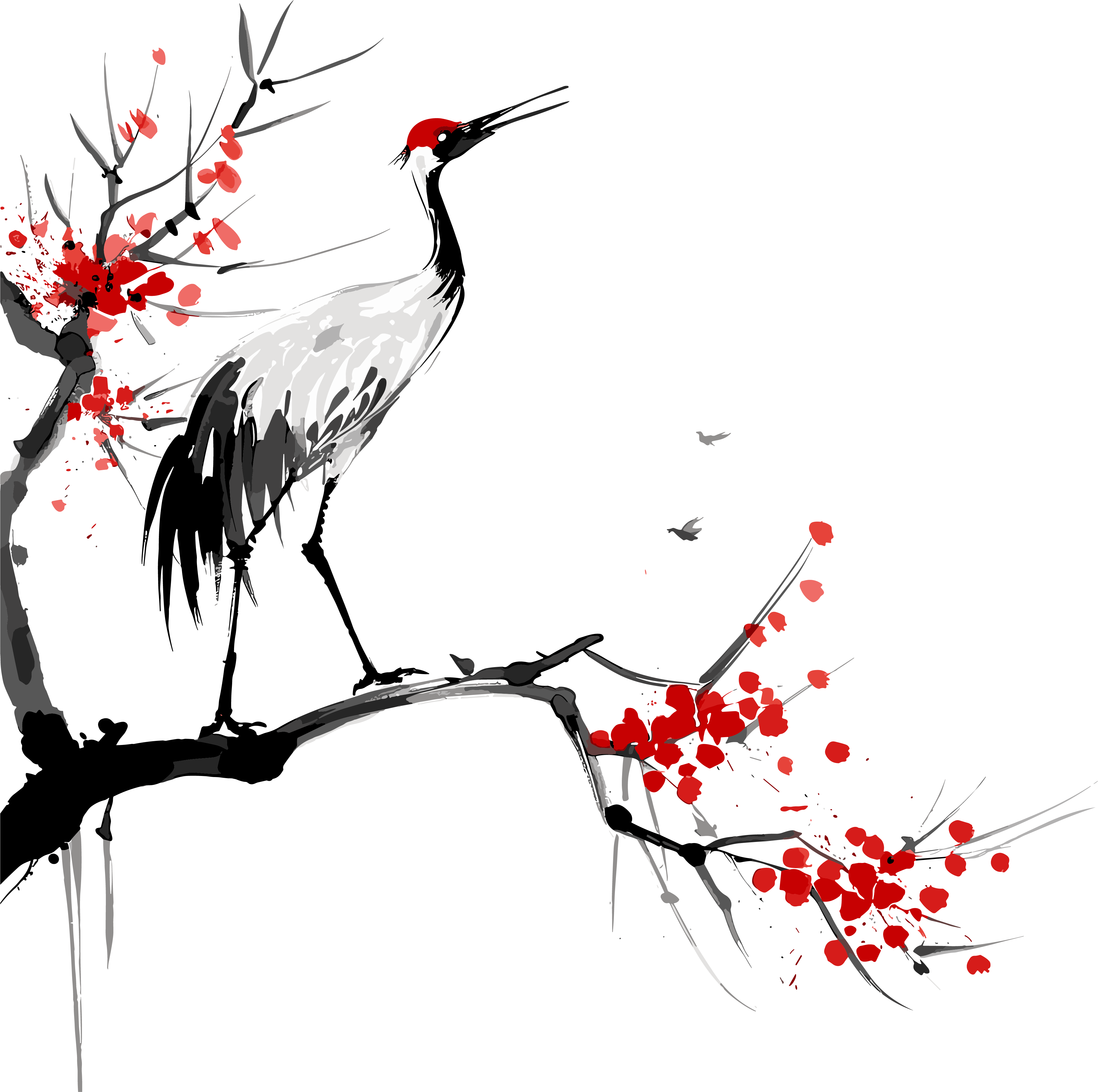 Red-crowned Crane and Plum Blossom Illustration