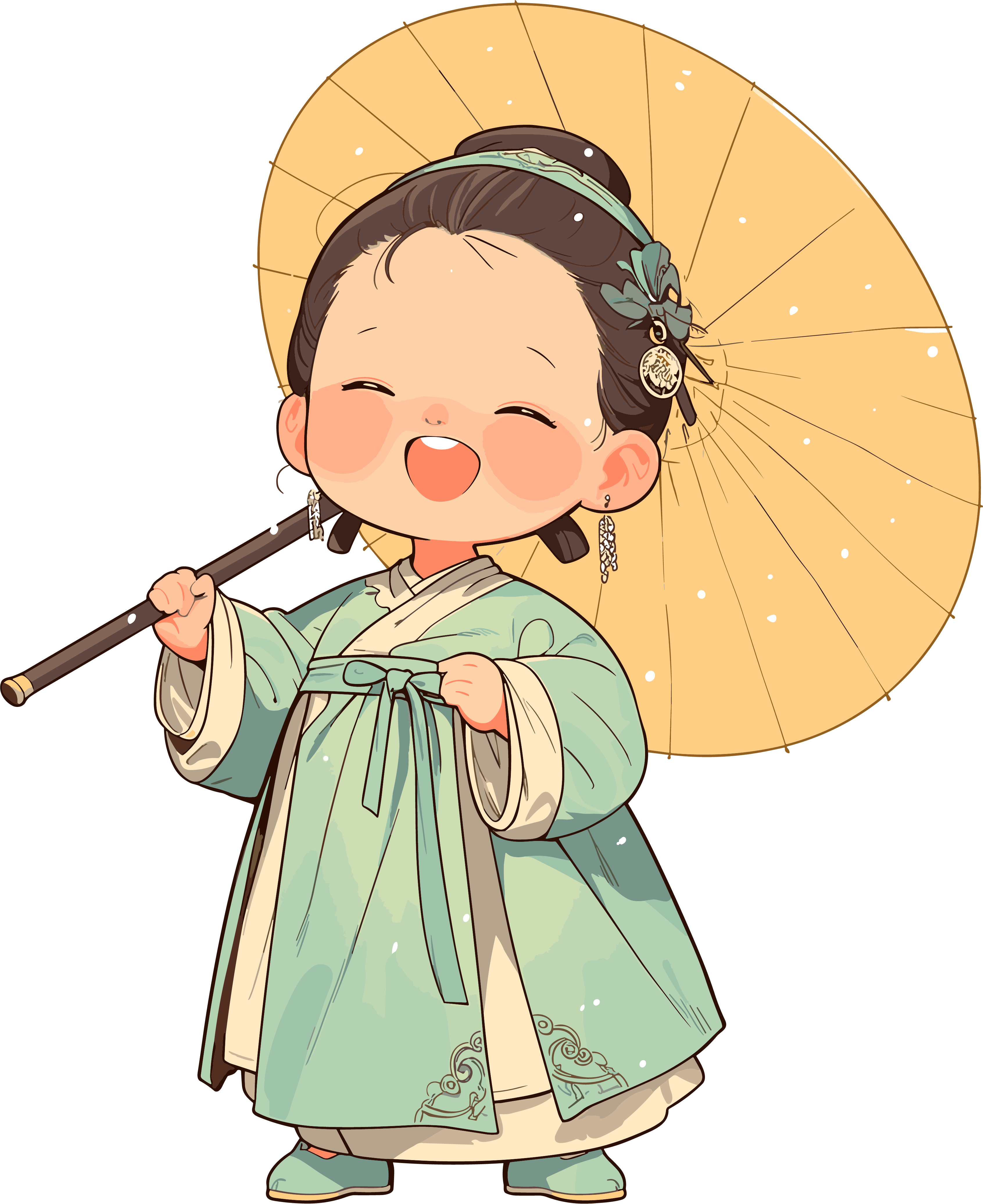 High-definition graphic material of ancient-style children