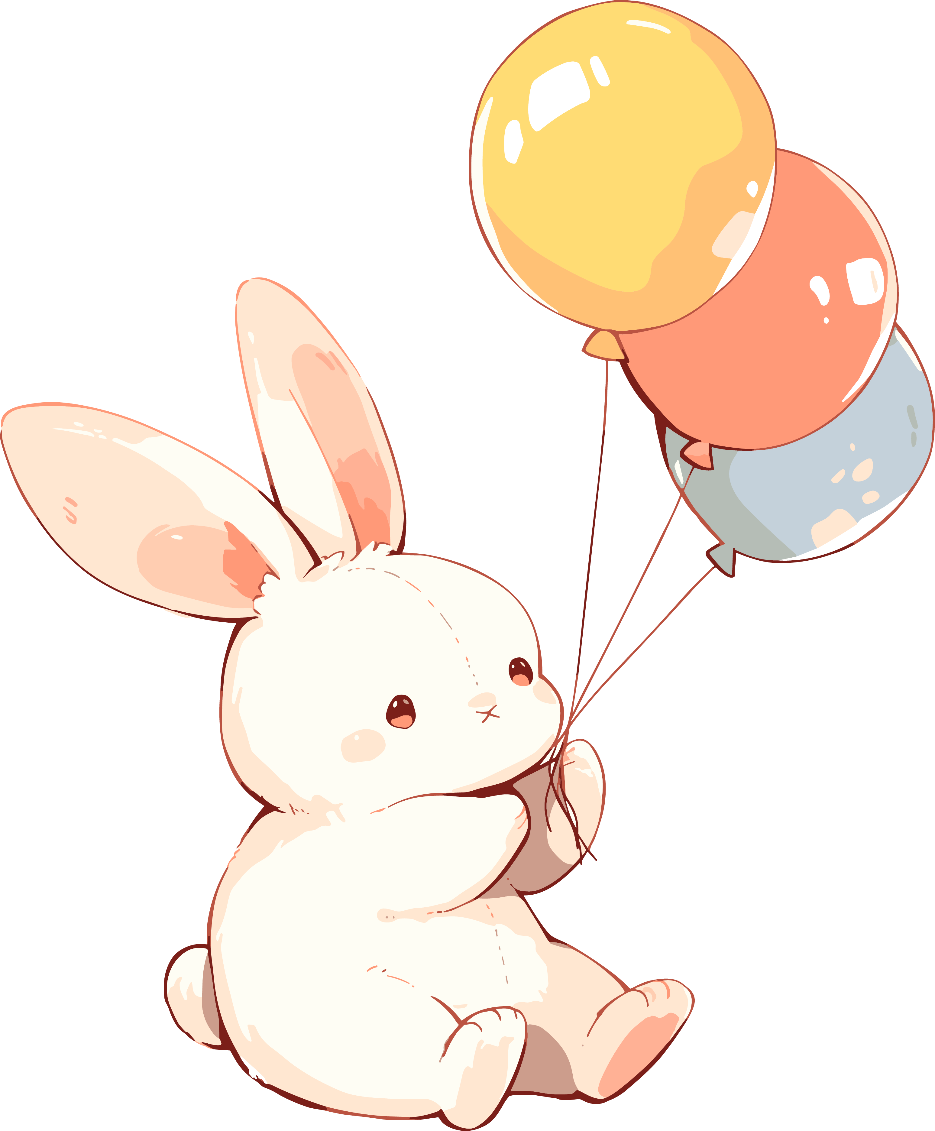 Illustration of a rabbit holding a balloon
