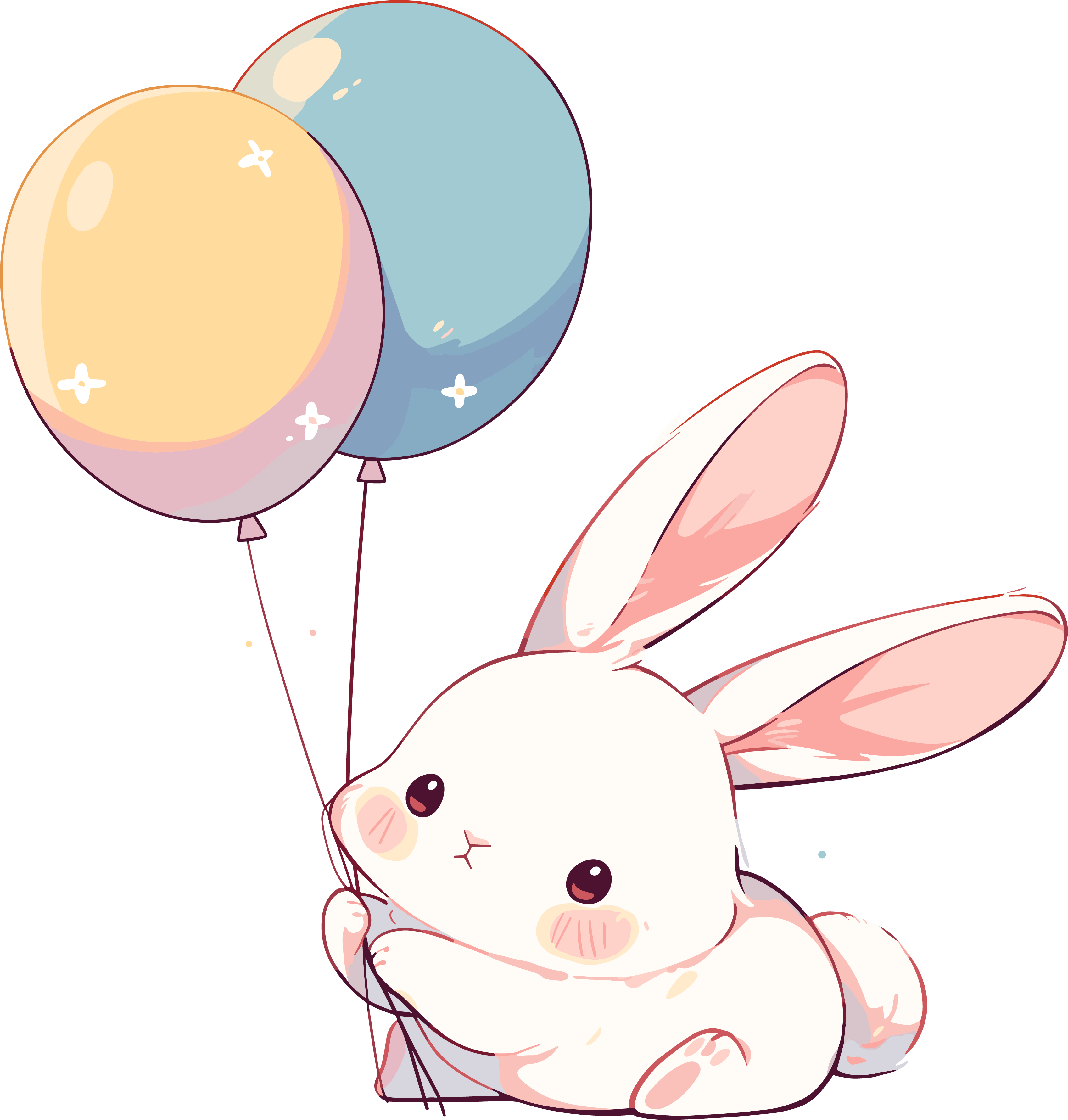 Illustration of a rabbit holding a balloon