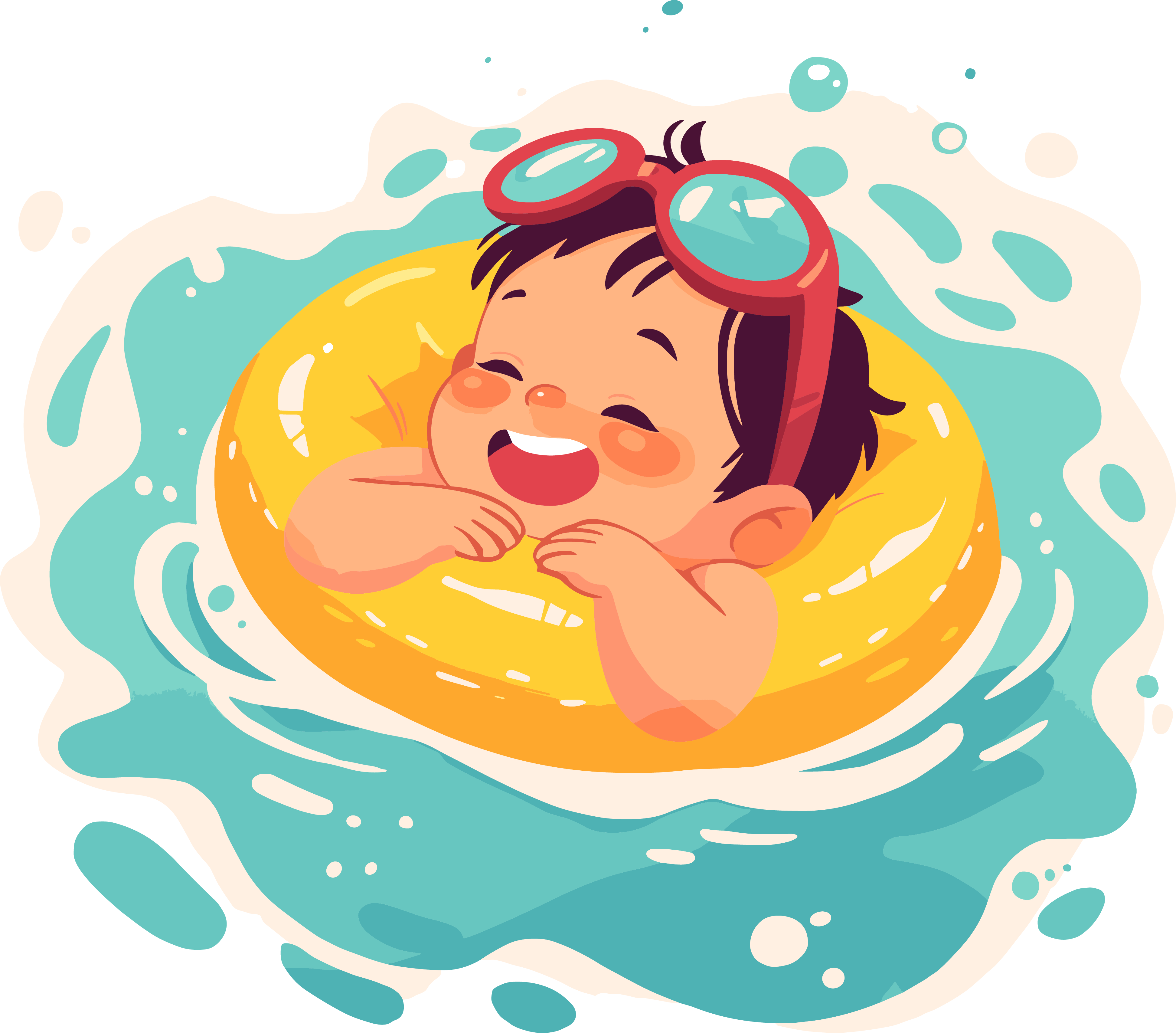 Illustration material of swimming boy