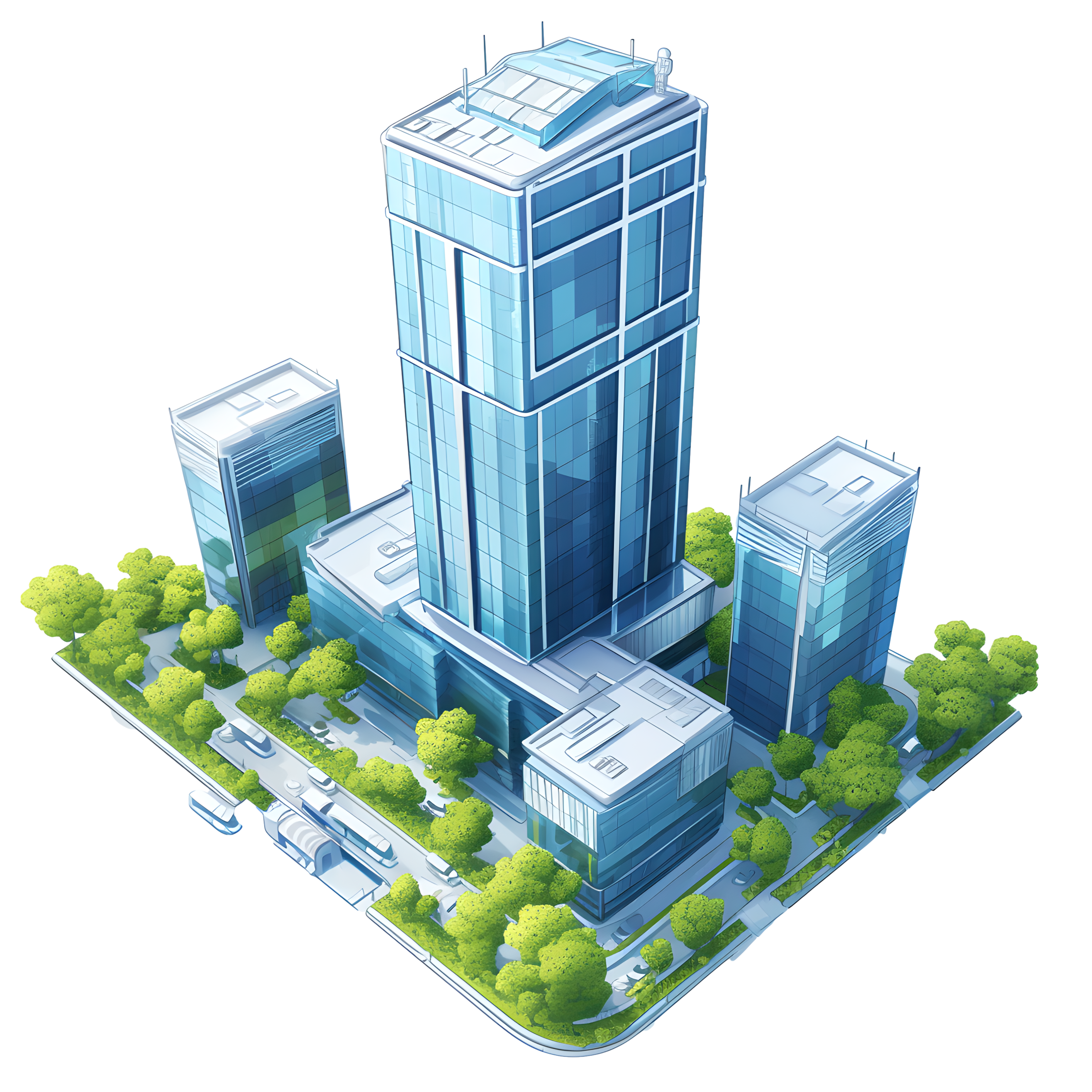3D skyscraper cartoon style elements