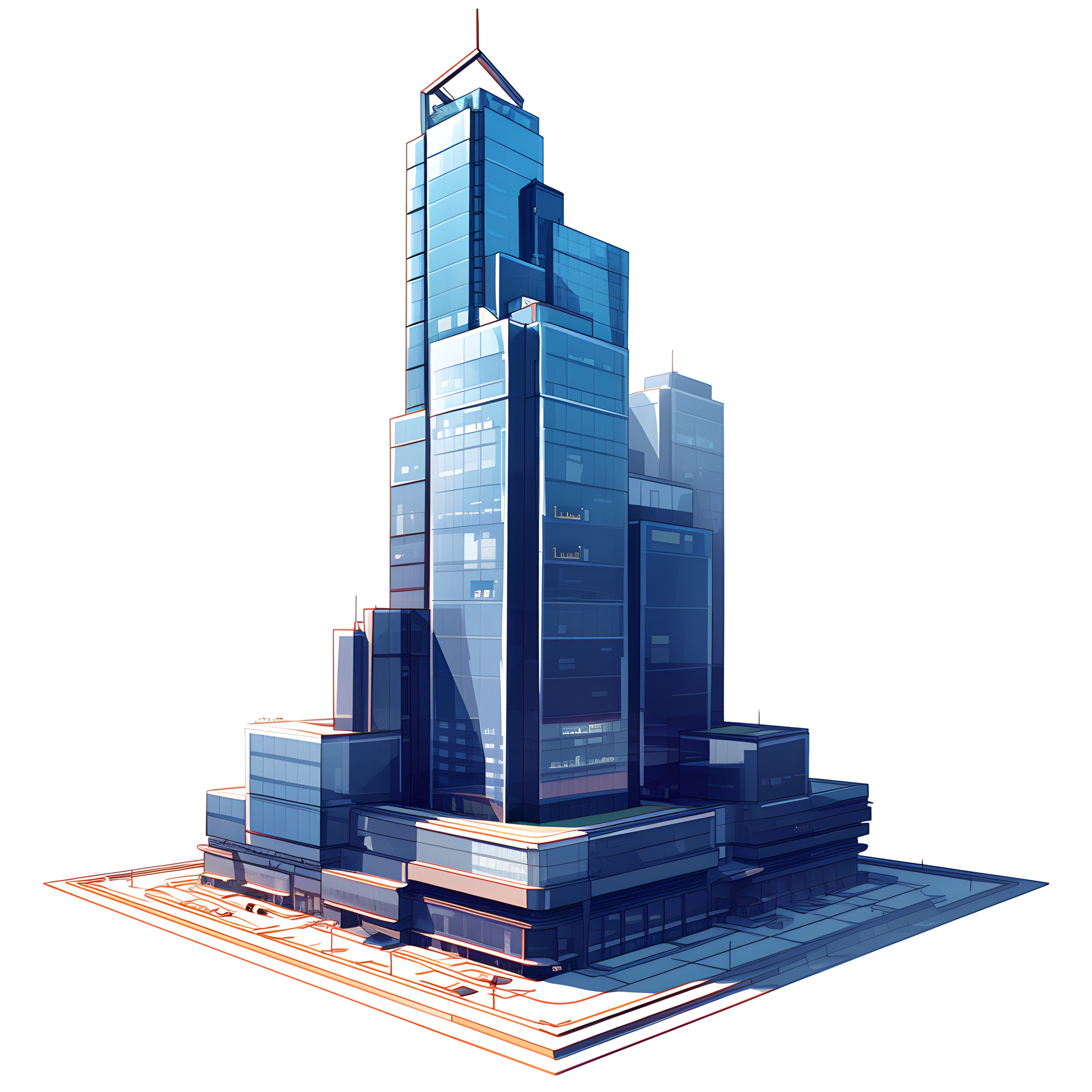 3D Skyscraper Commercial Design Elements