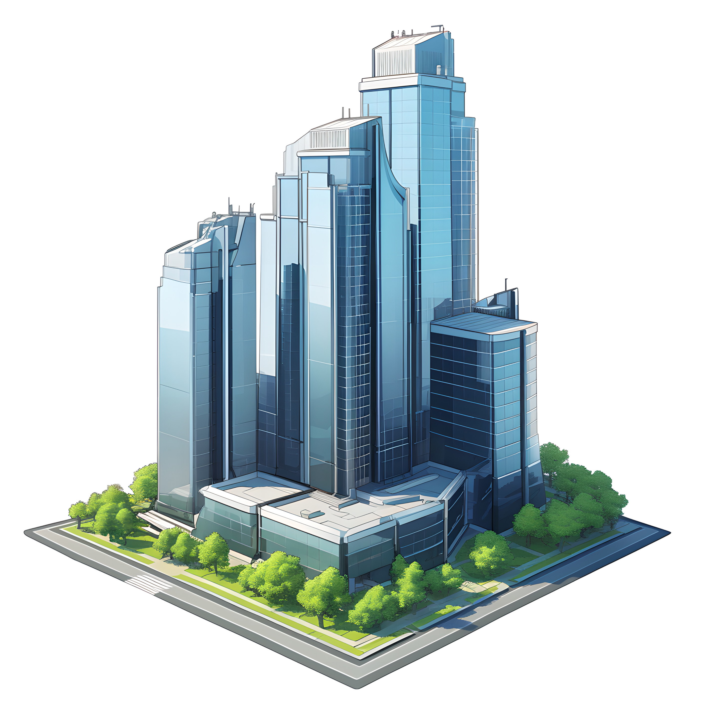Simple illustration of a 3D skyscraper