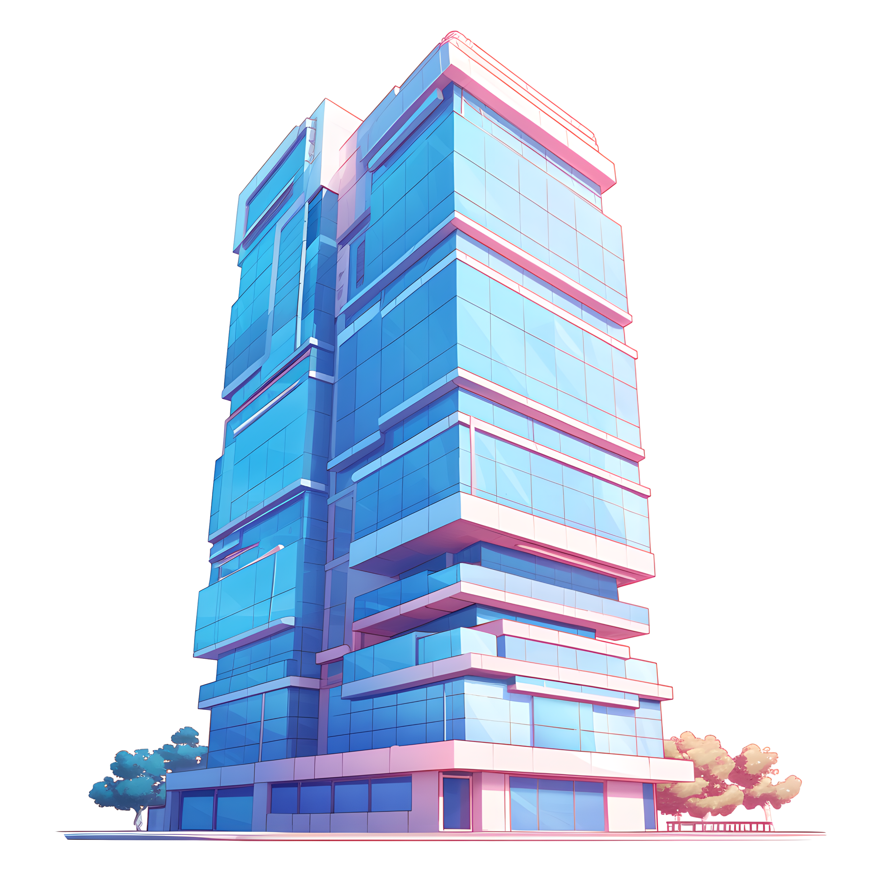 3D skyscraper transparent background material