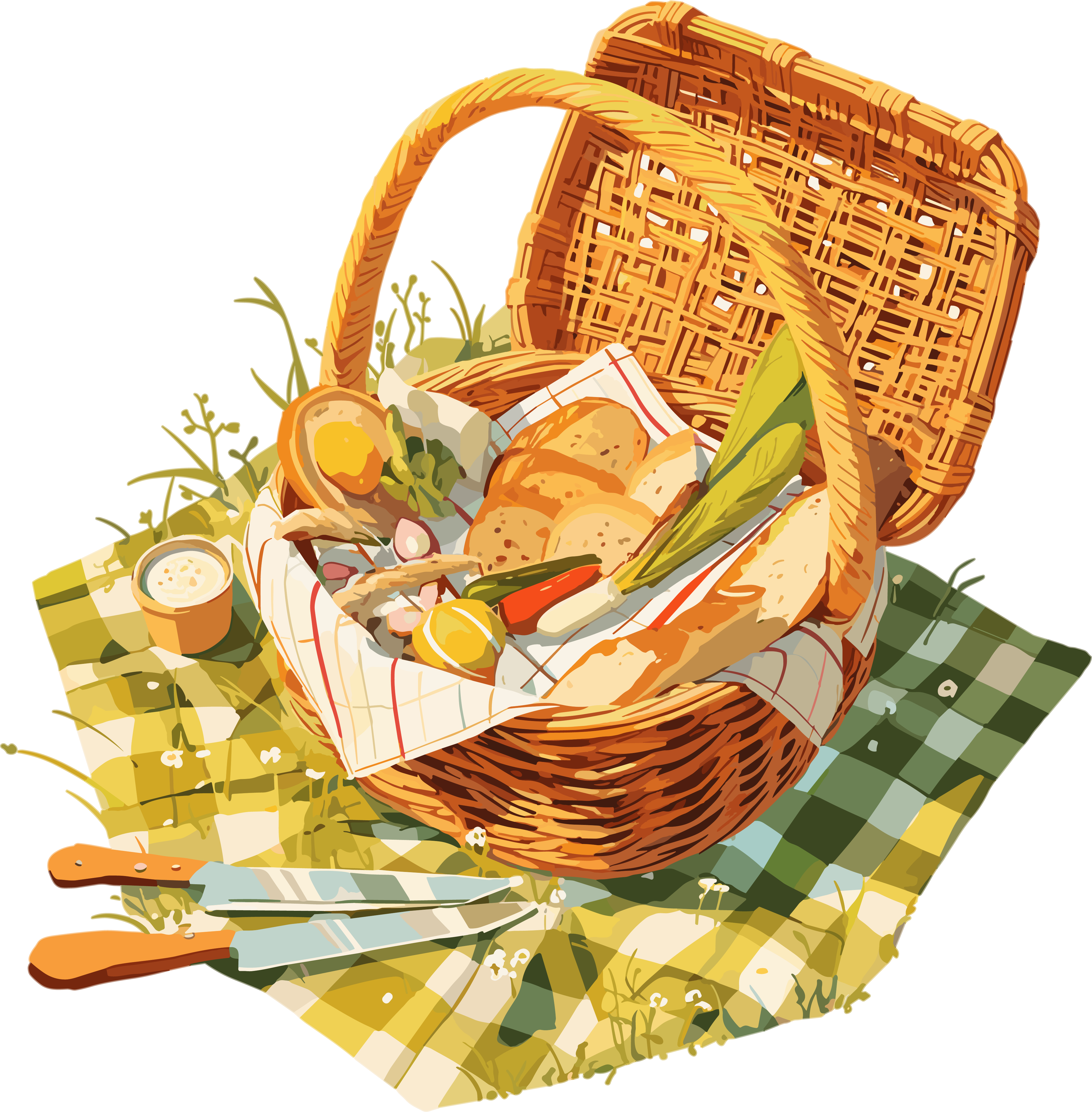 Picnic food simple fresh illustration