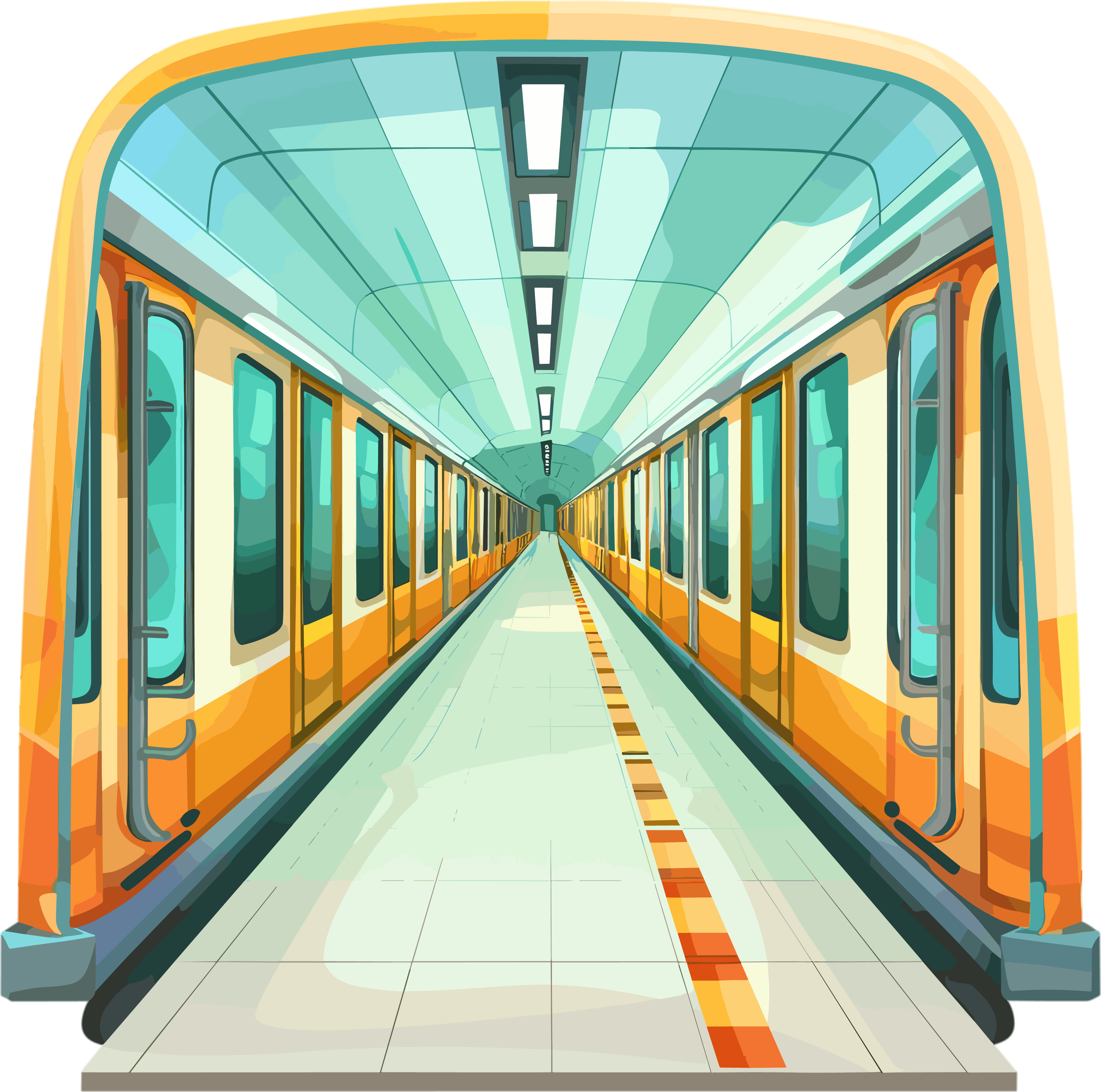 Subway cartoon PNG pattern material