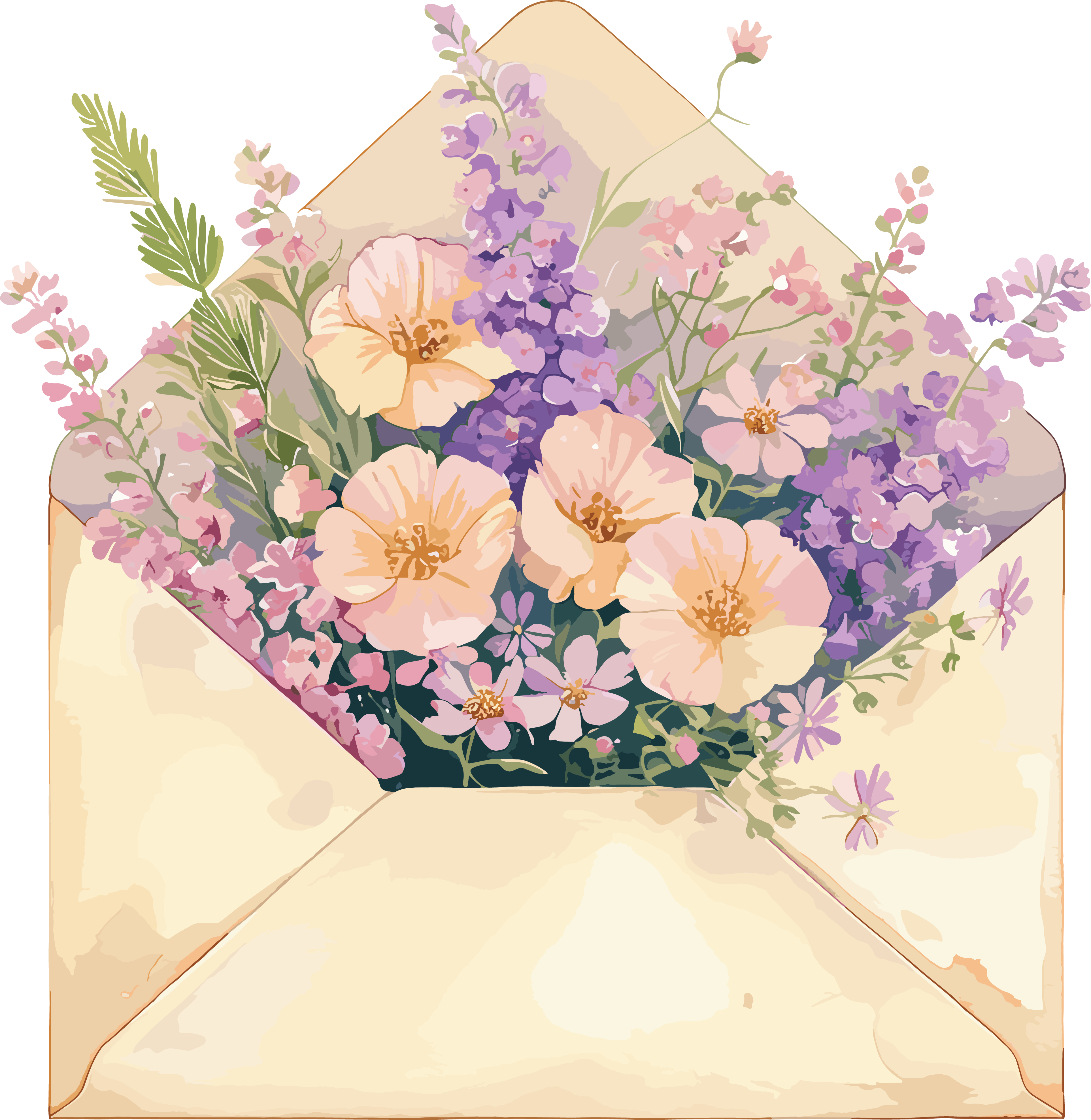 Simple design elements for flower greeting cards