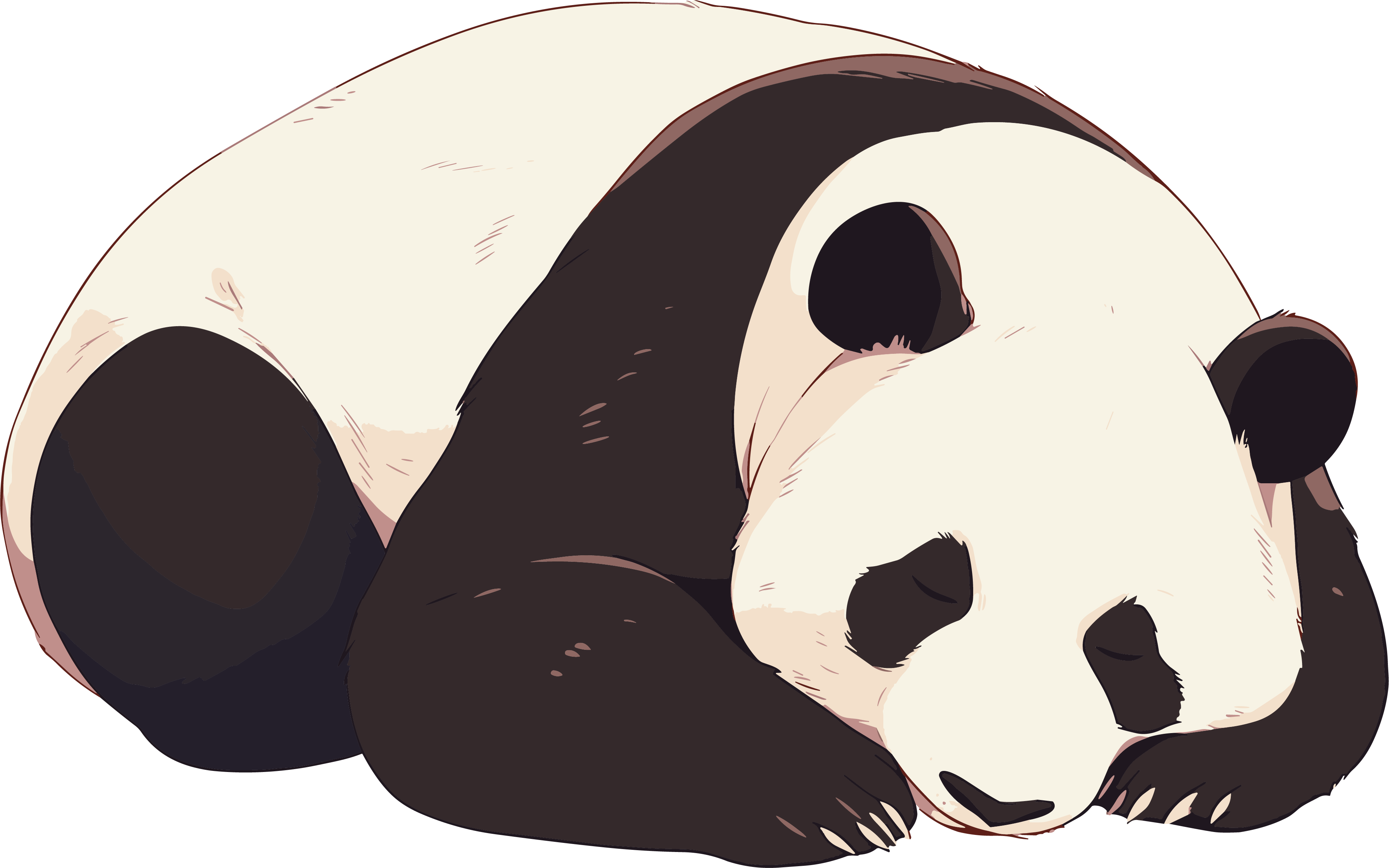 Cute black and white illustration of a giant panda