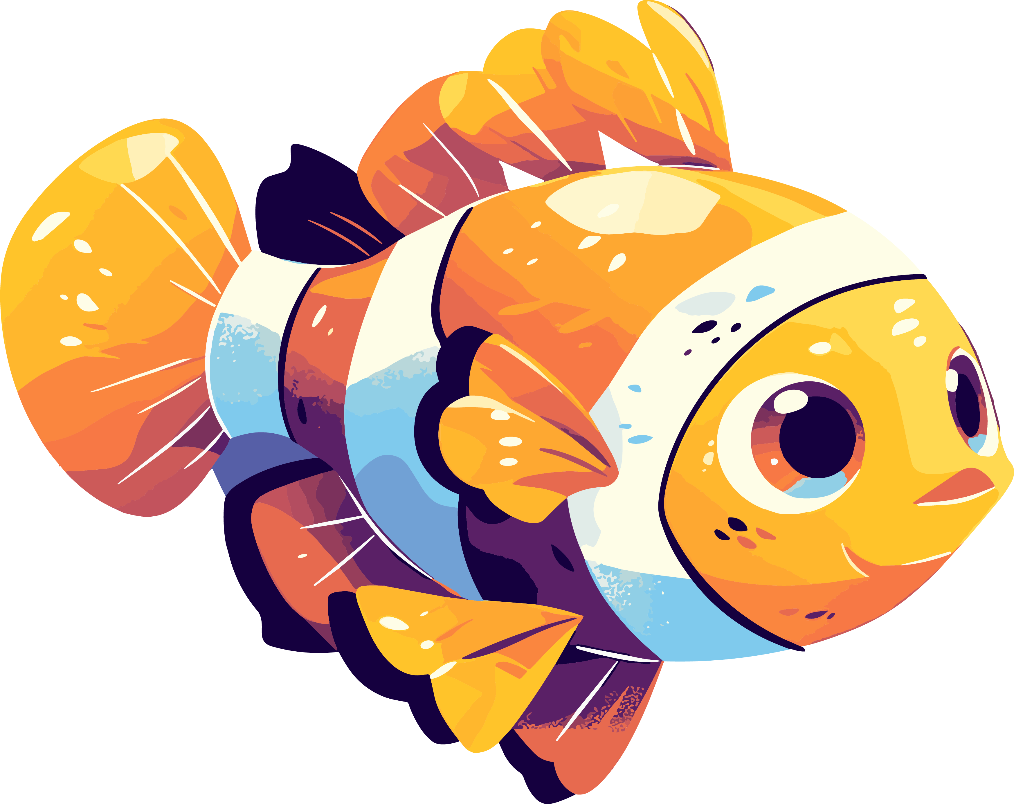 Ocean clownfish creative material