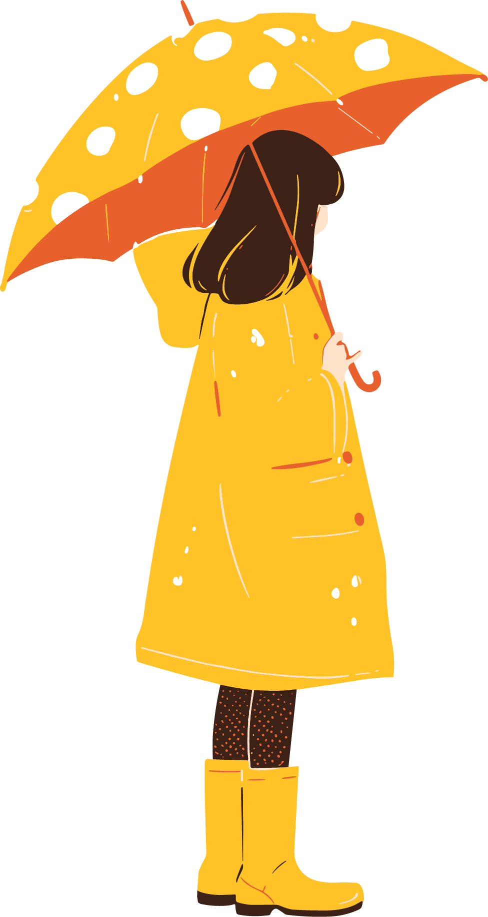 A girl with an umbrella in heavy rain commercial material