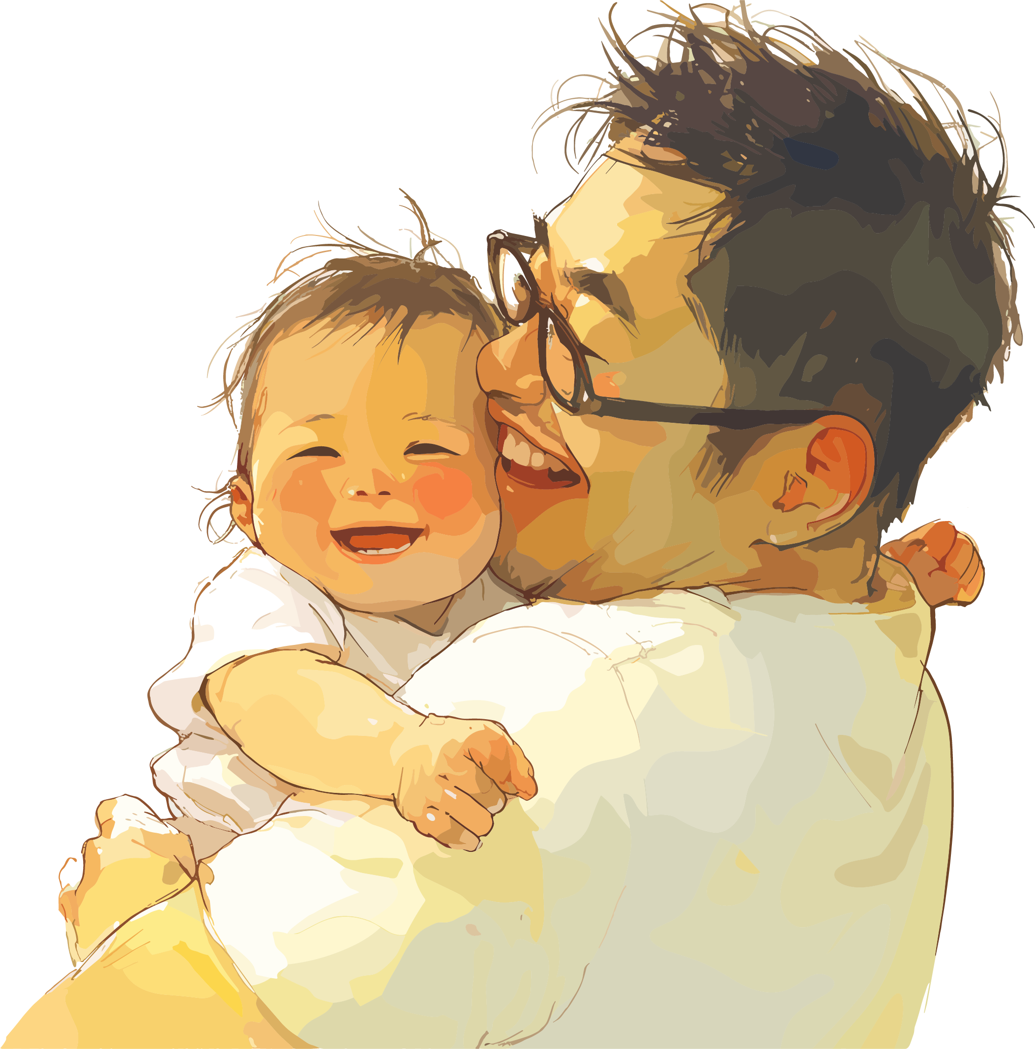 Father-son business illustration design elements
