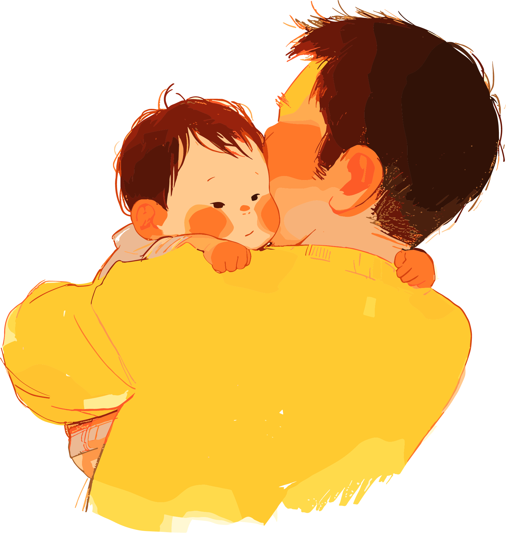 Father and son minimalist vector illustration