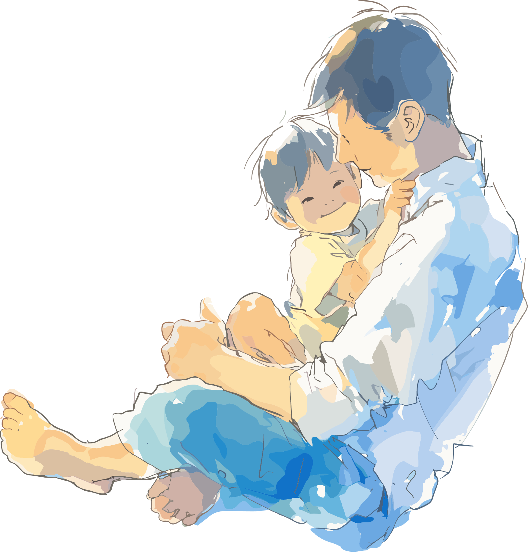 Father and son playing scene material