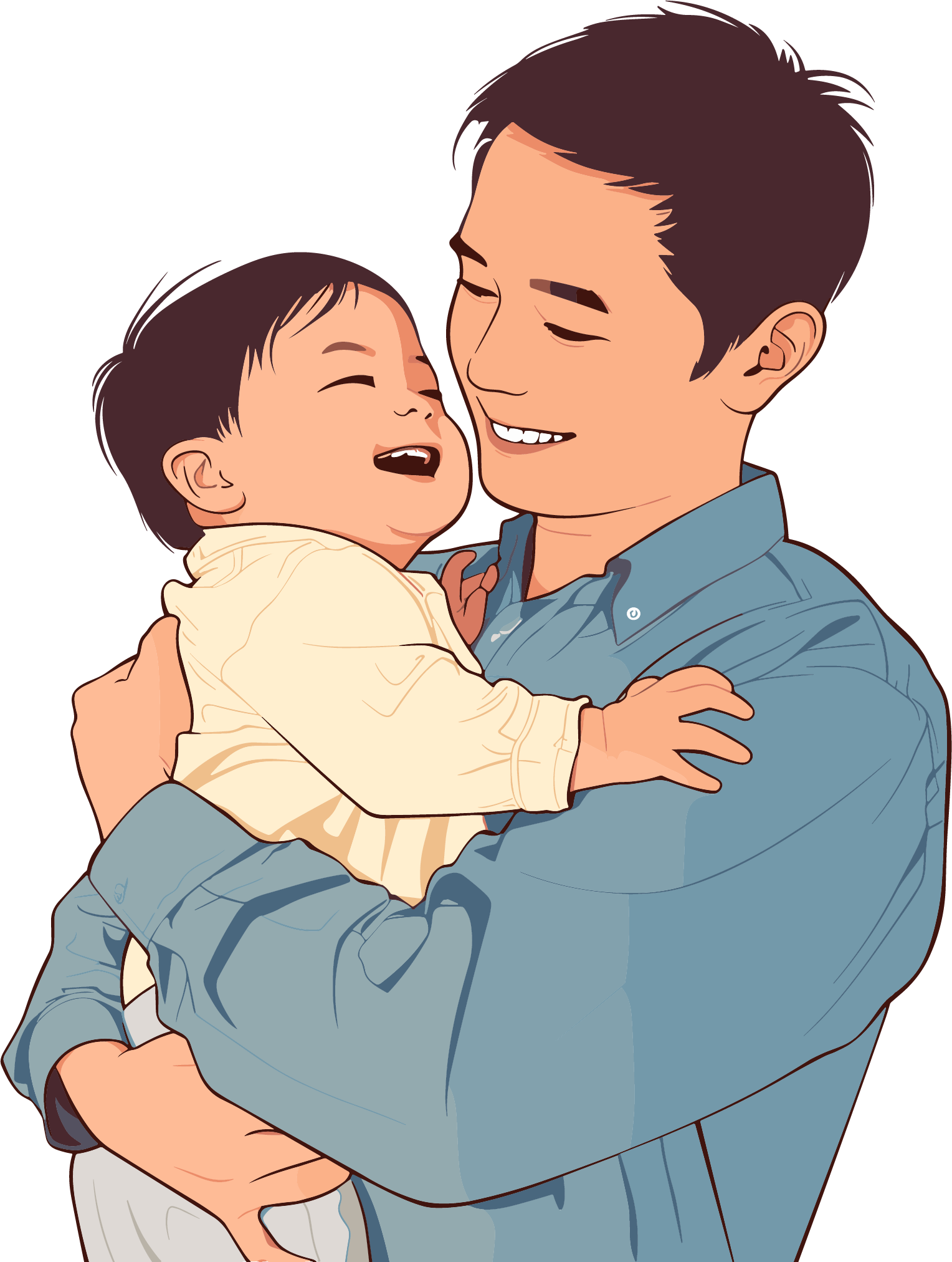 Father and son illustration vector material
