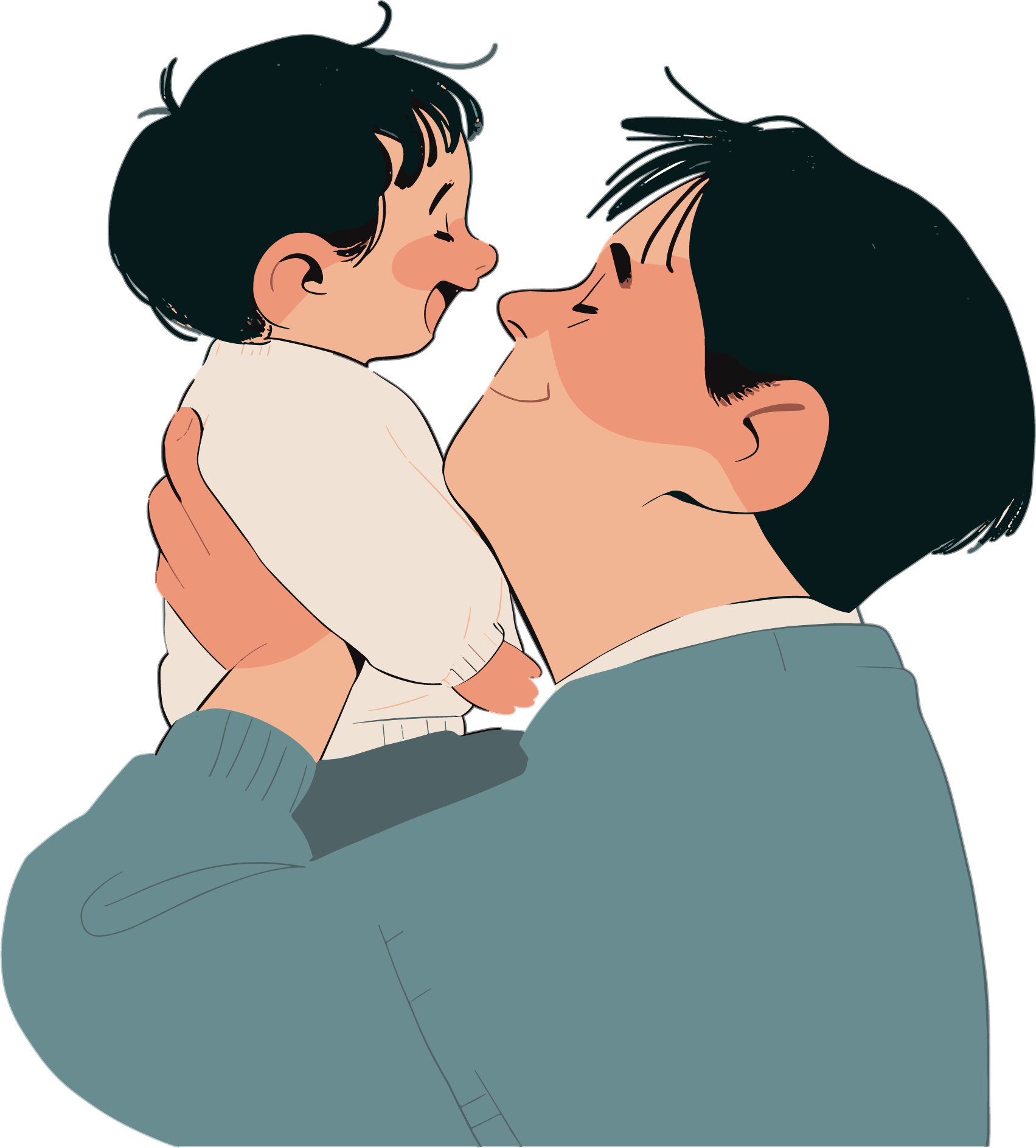 Father and son playing illustration