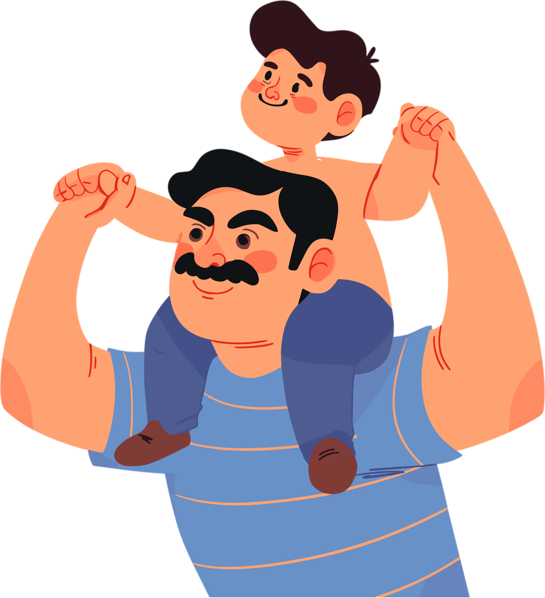 Father-son illustration design elements