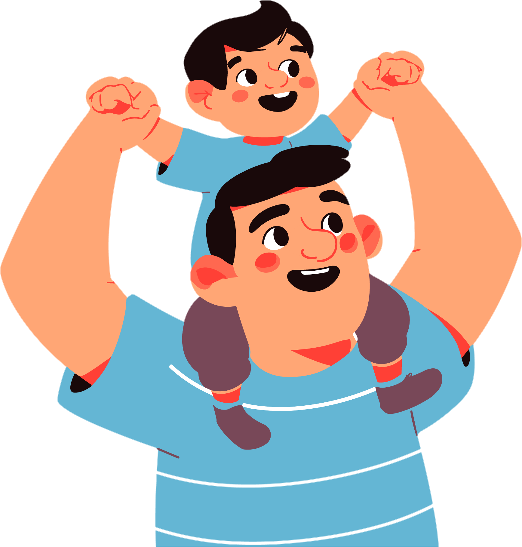 Father-son cartoon style illustration