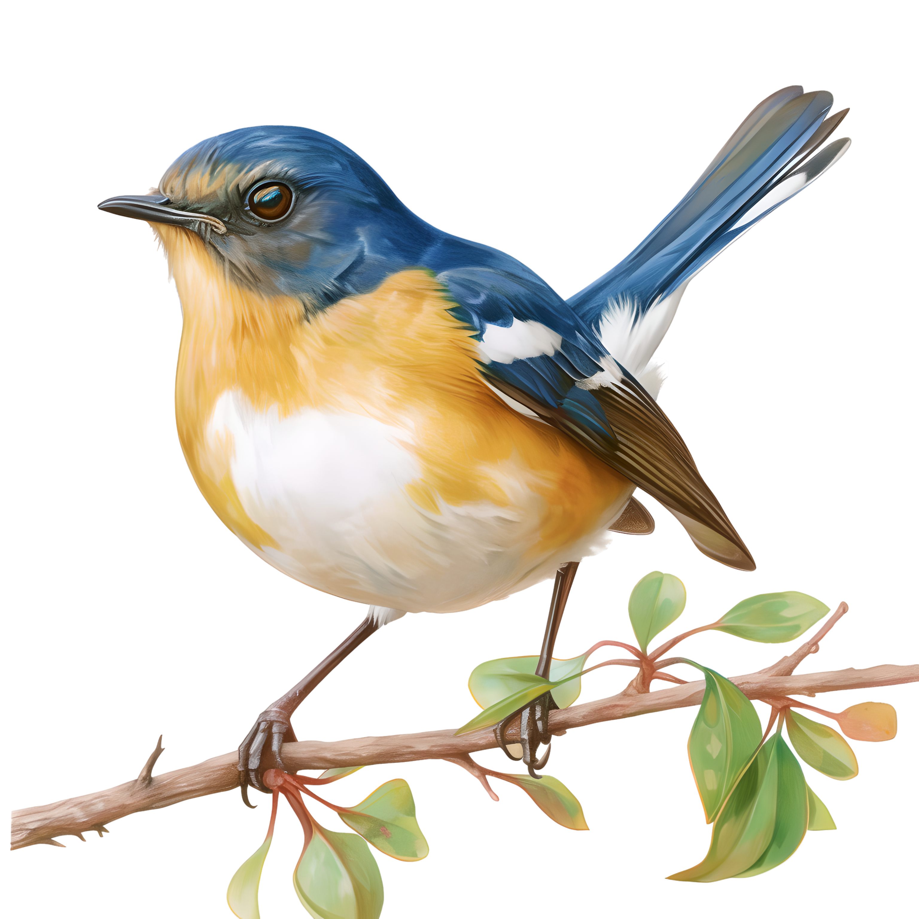 Beautiful illustration of a little bird with colored pencils