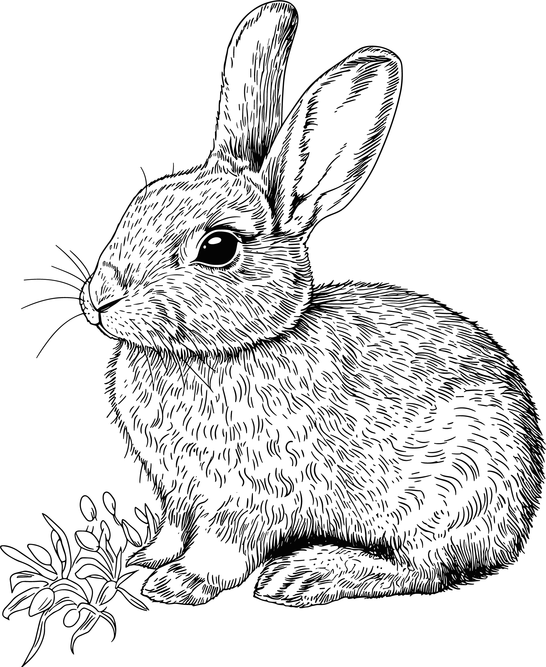 Sketch illustration of a little white rabbit