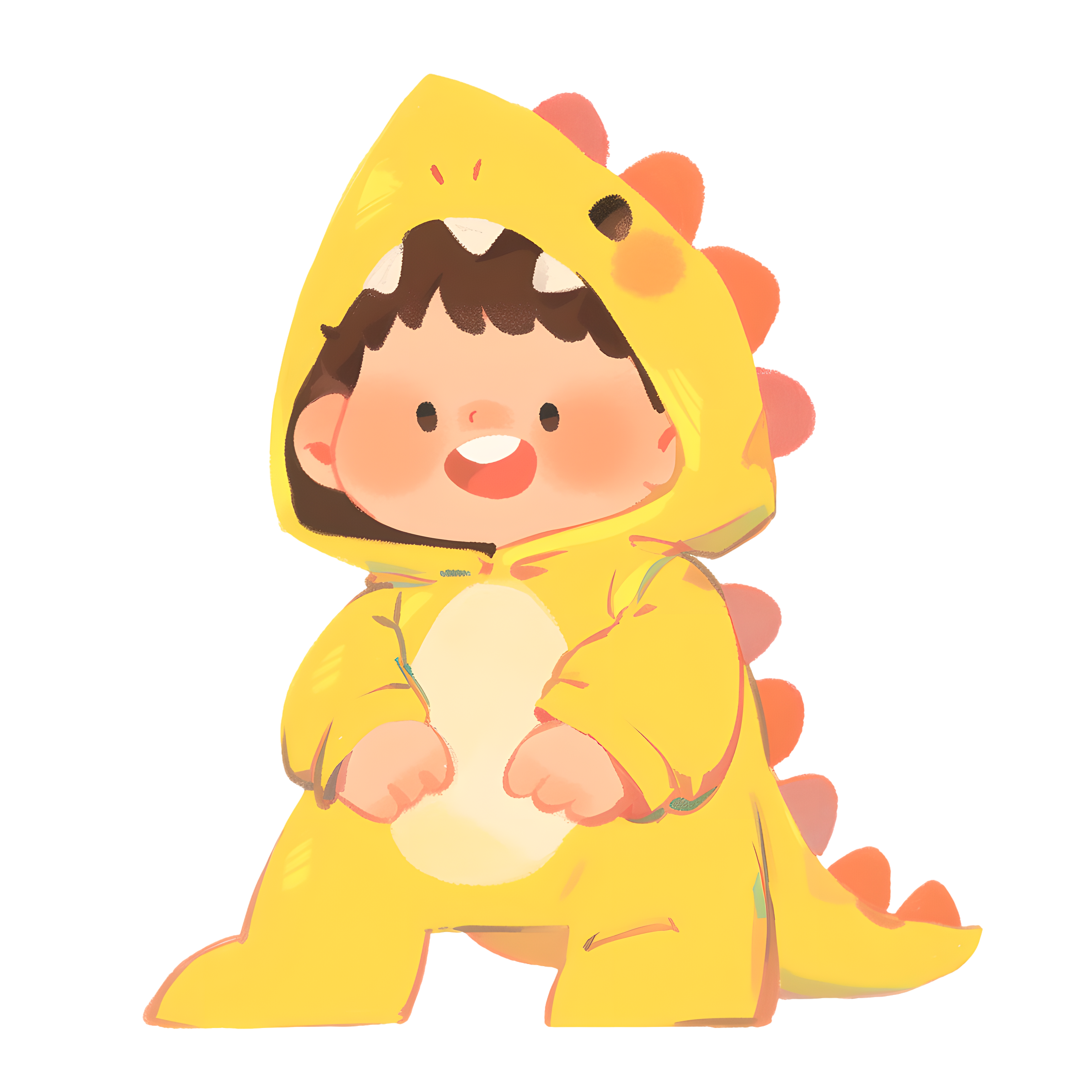A playful illustration of a boy in dinosaur pajamas