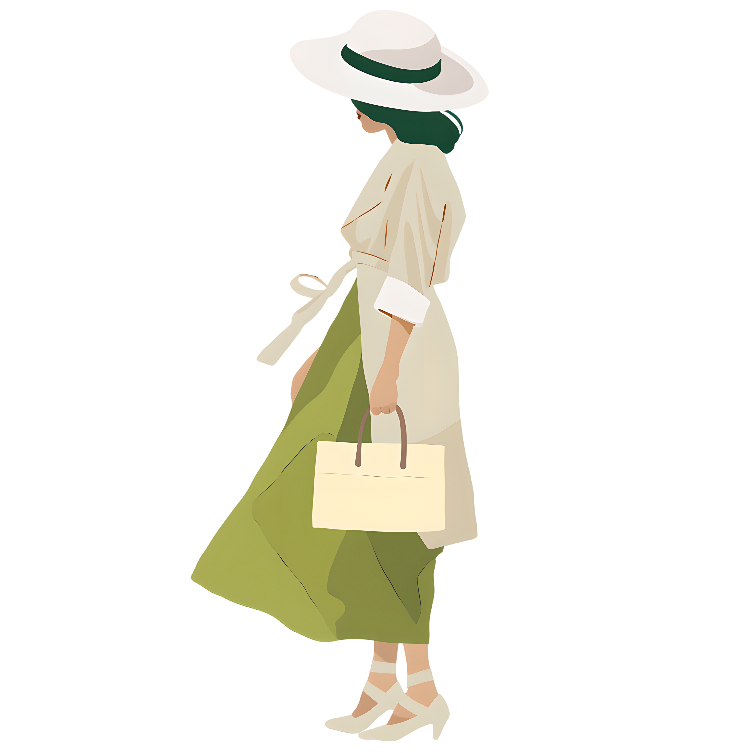 Summer outing girl seaside travel illustration