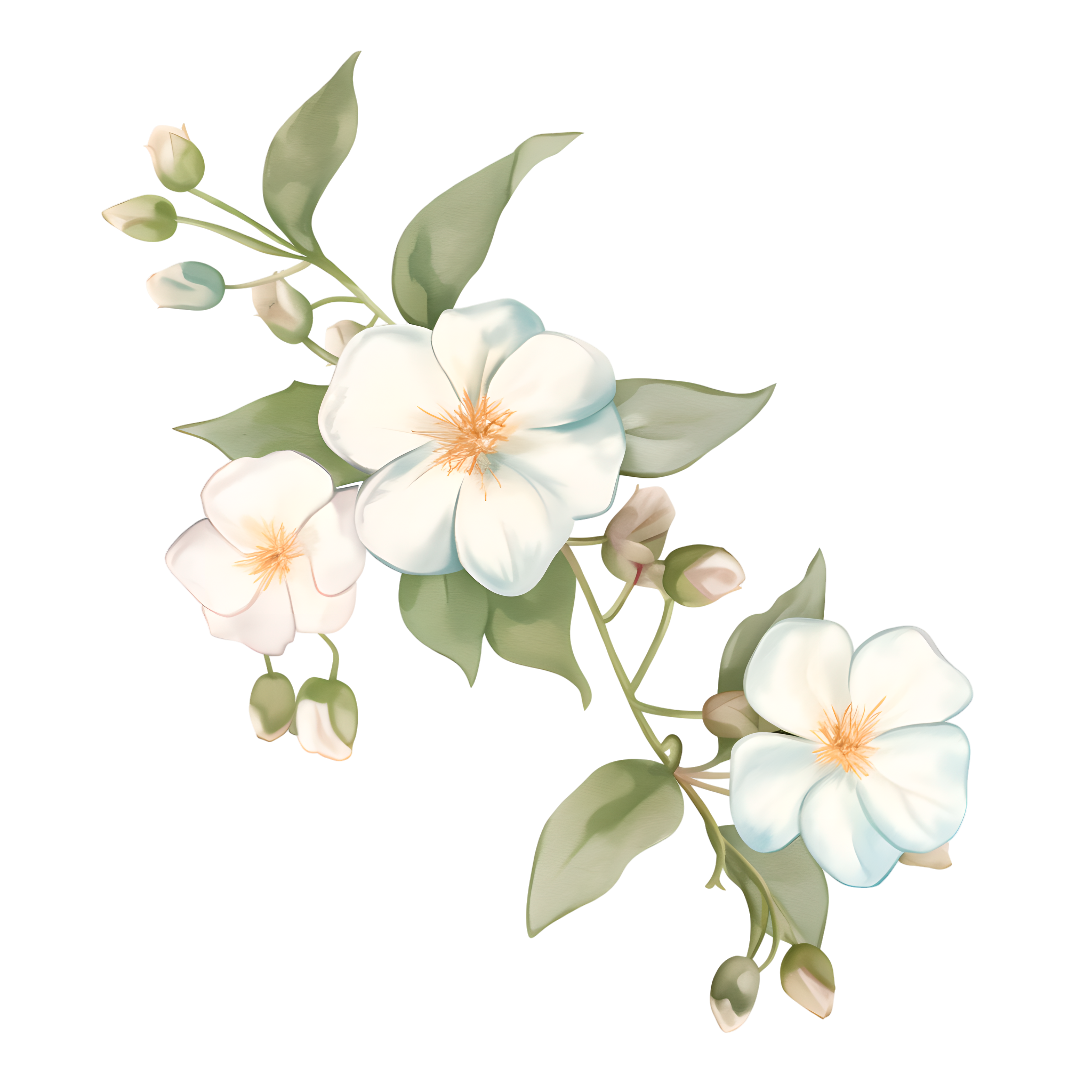 Watercolor plant commercial design materials