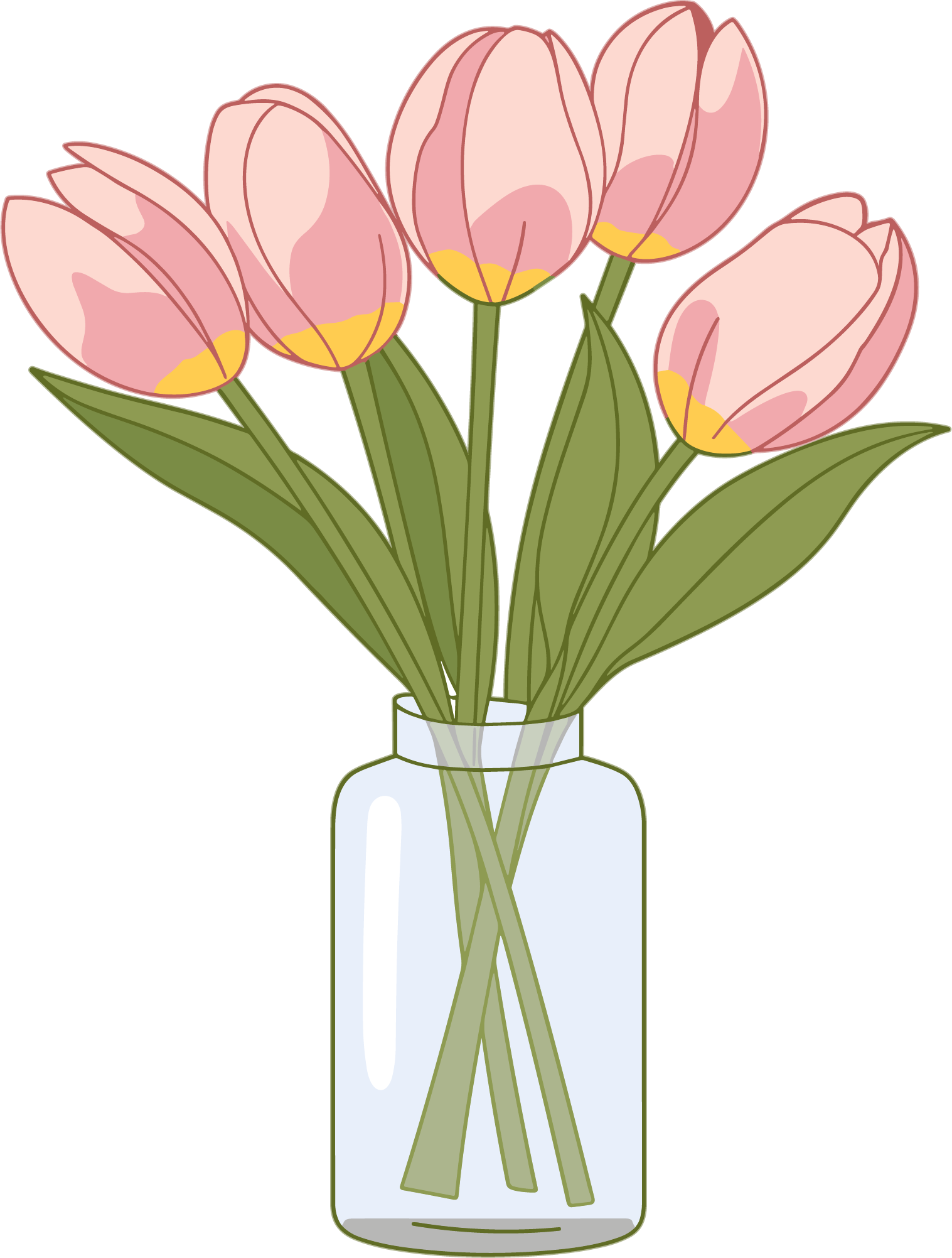 Vase line drawing material
